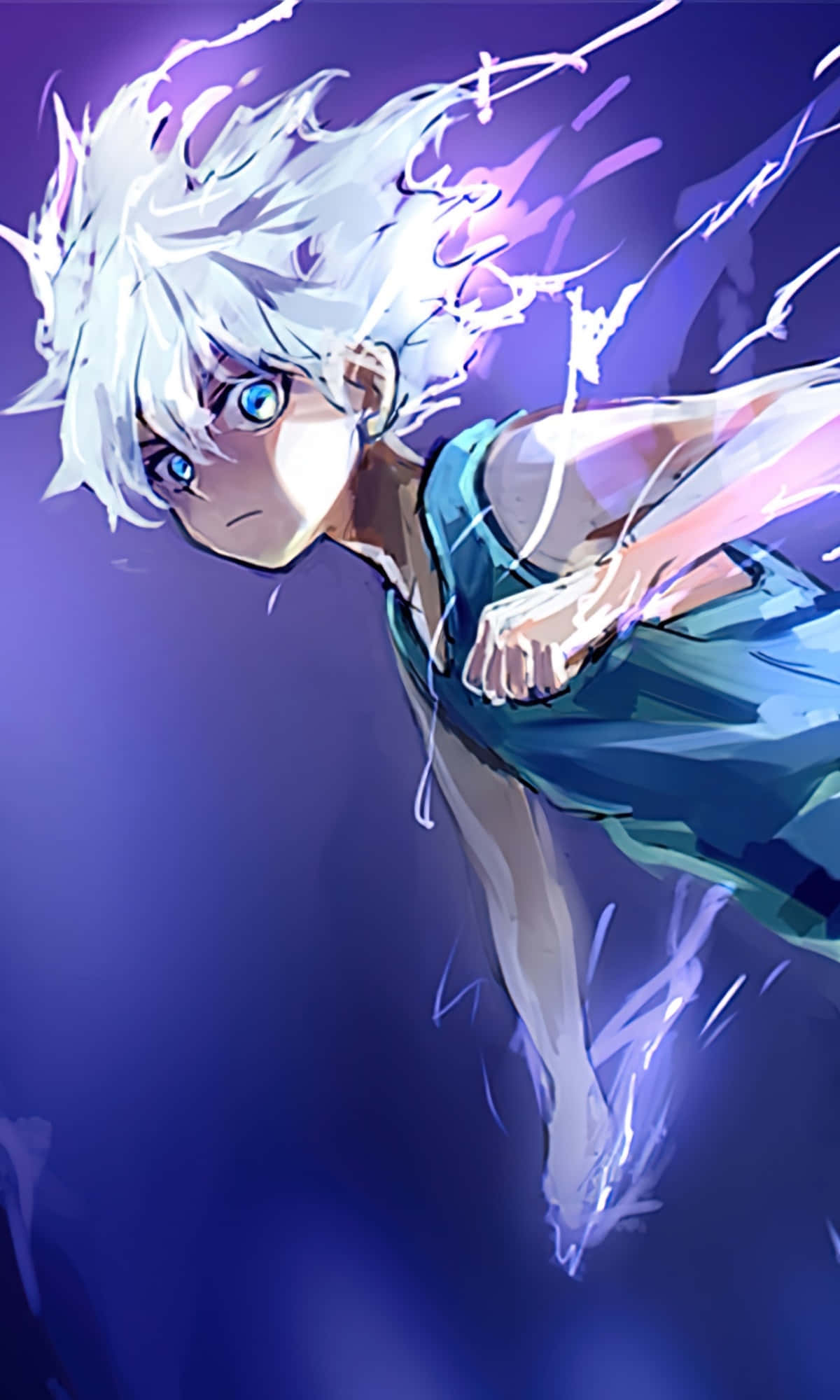 Killua Phone, white hair, blue eyes, Full HD Phone Wallpaper