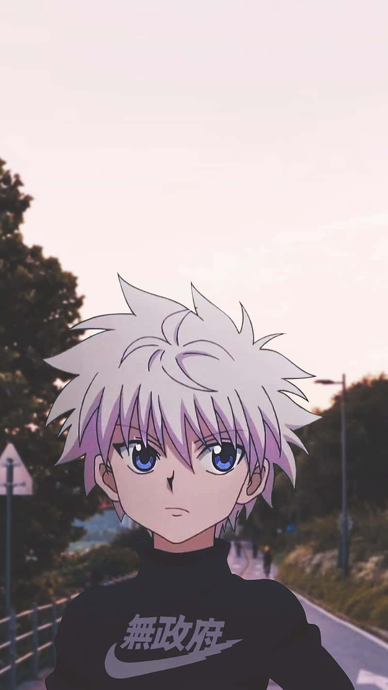 Killua Phone, blue eyes, spiky white hair, HD Phone Wallpaper