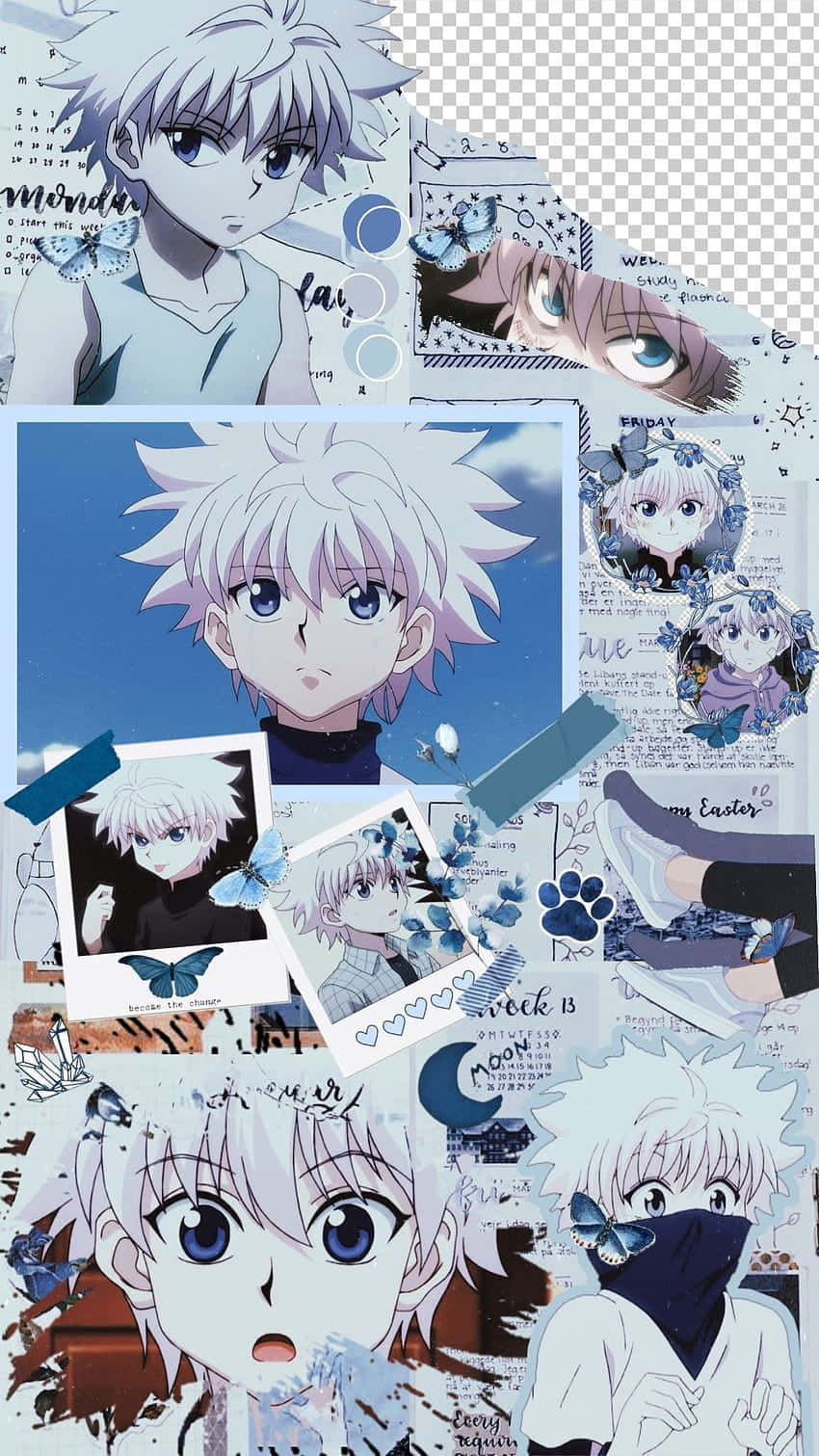 Killua Phone, anime character illustrations, blue butterflies, HD Phone Wallpaper