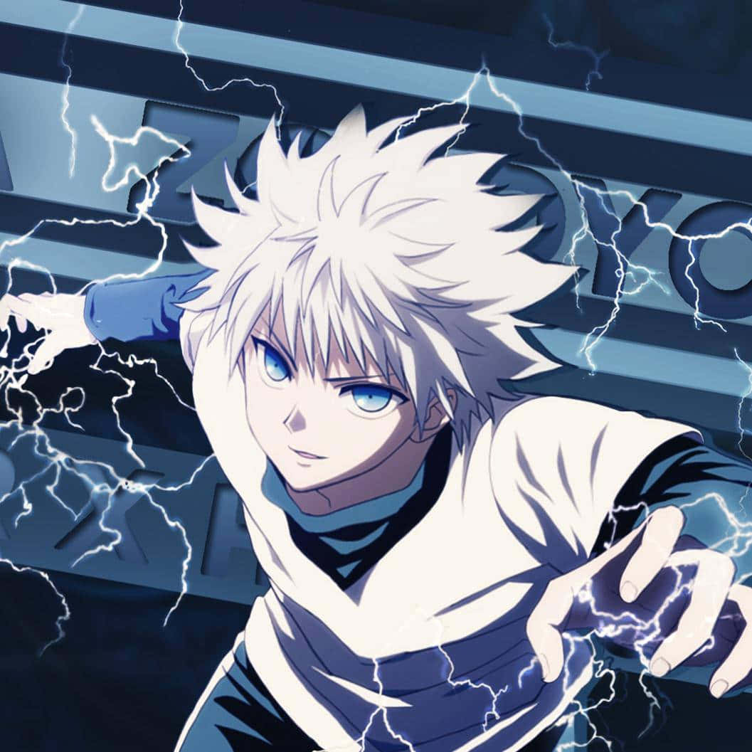 Killua Zoldyck, spiky white hair, blue eyes, SD Desktop Wallpaper