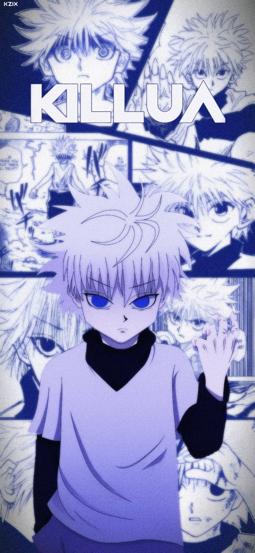 Killua Zoldyck, spiky white hair, blue eyes, HD Phone Wallpaper