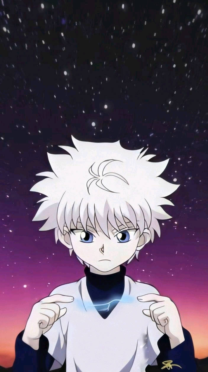 Killua Zoldyck, spiky-haired anime boy, blue eyes, SD Phone Wallpaper