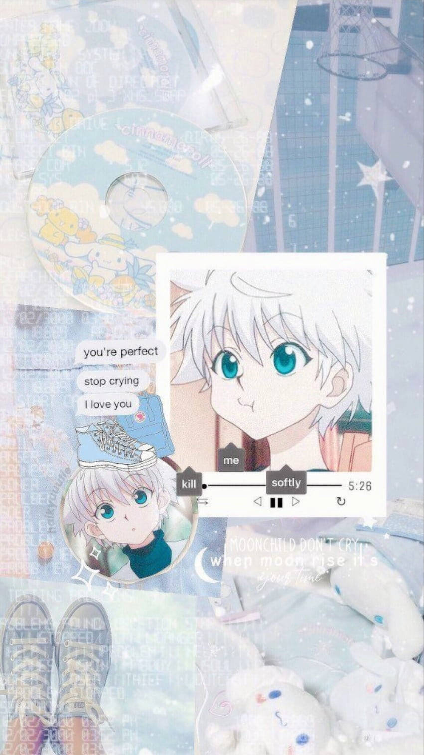 Killua Zoldyck, white-haired character, pastel anime, HD Phone Wallpaper