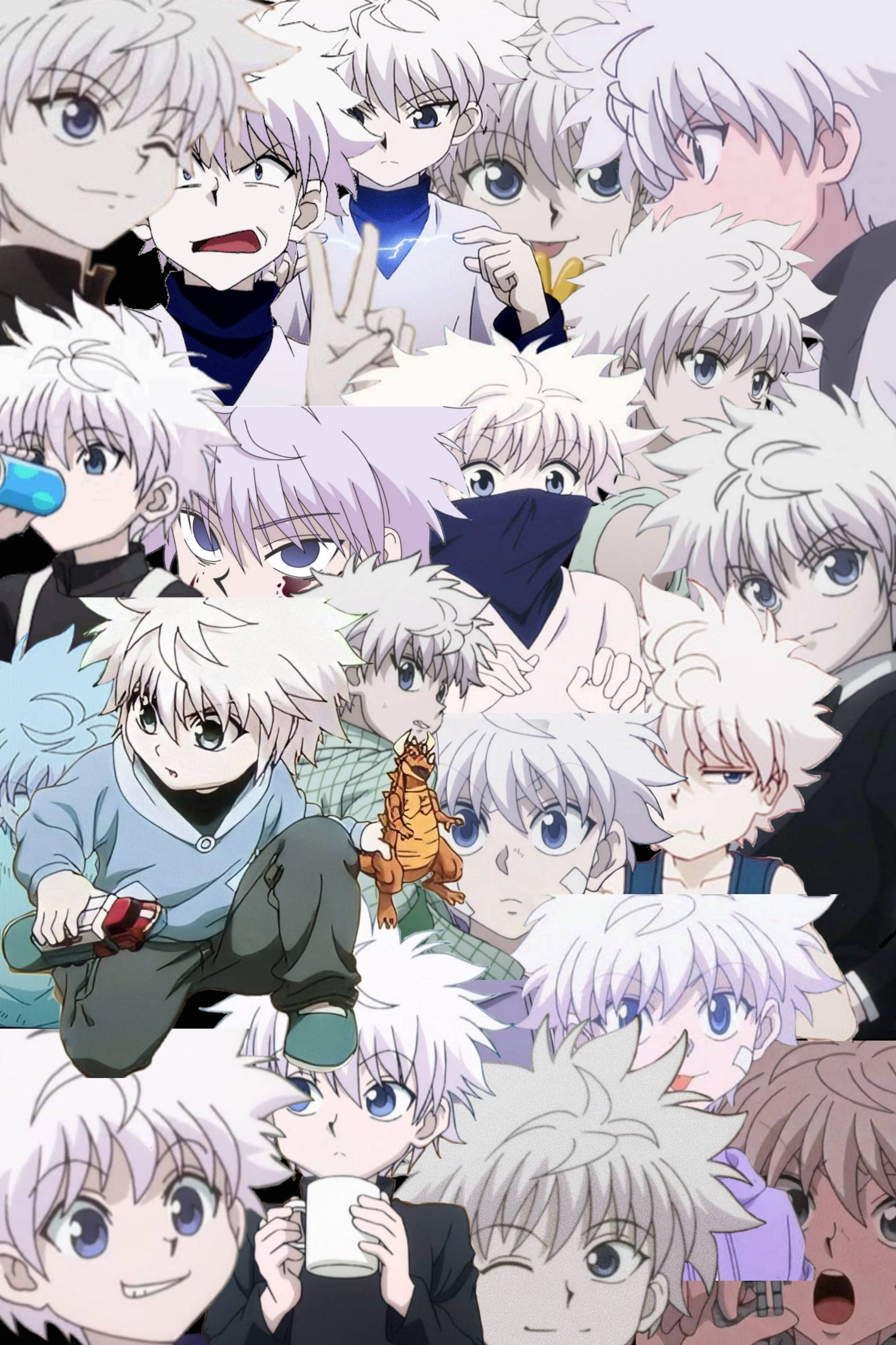 Killua Zoldyck, anime character, expressive poses, Full HD Phone Wallpaper