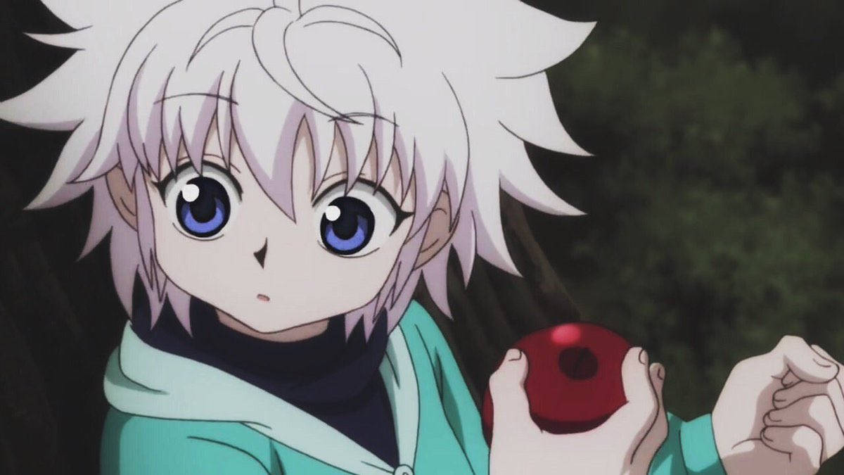 Killua, young anime boy, spiky white hair, SD Desktop Wallpaper