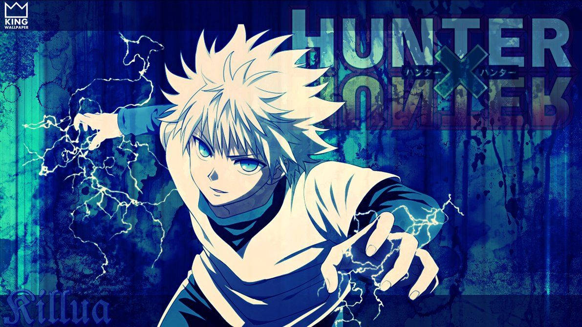 Killua, spiky-haired anime character, electric energy, SD Desktop Wallpaper