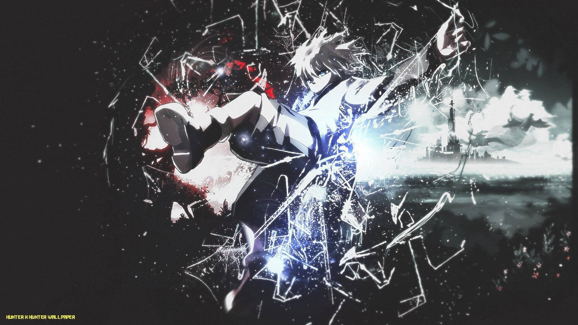 Killua, anime character, shatters glass, HD Desktop Wallpaper