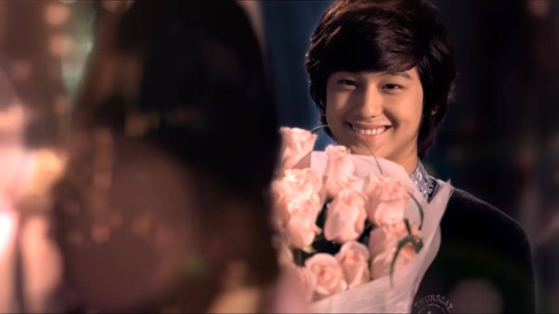 Kim Bum, soft pink roses, bouquet, Full HD Desktop Wallpaper