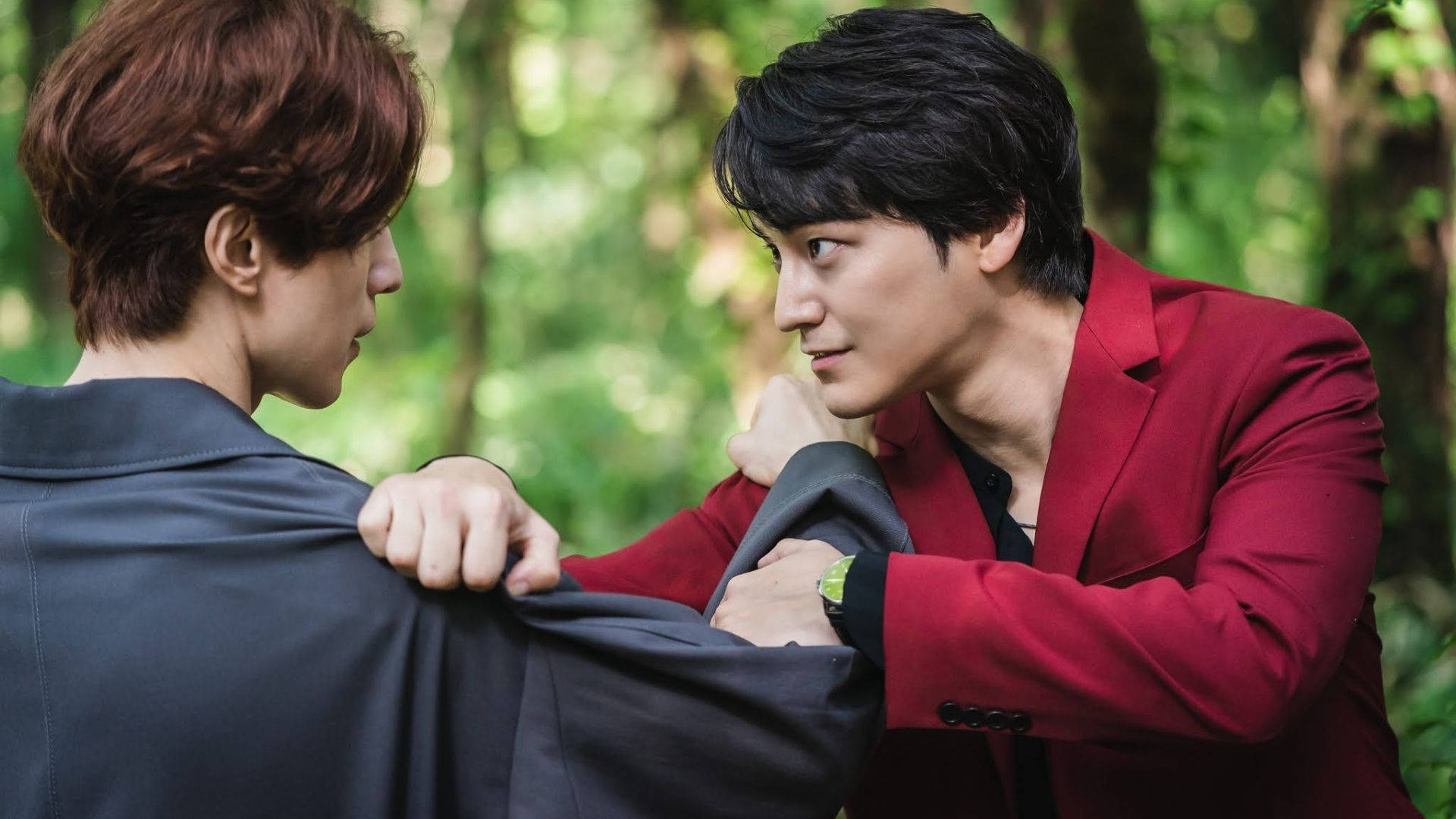 Kim Bum, suit, forest, Full HD Desktop Wallpaper