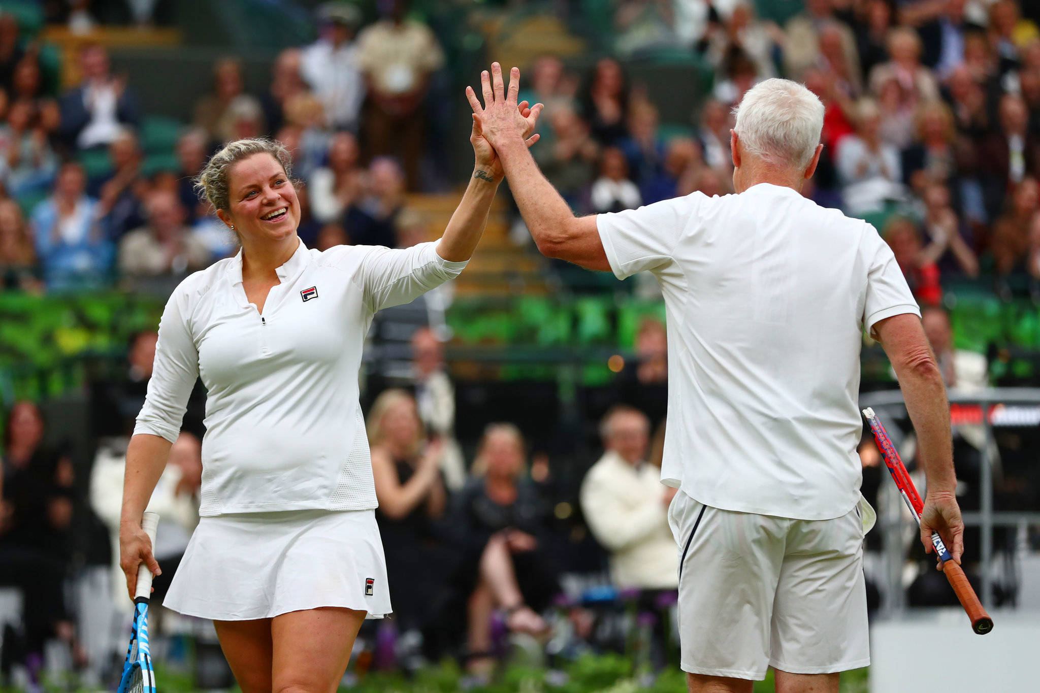 Kim Clijsters, tennis players, white gear, Full HD Desktop Wallpaper