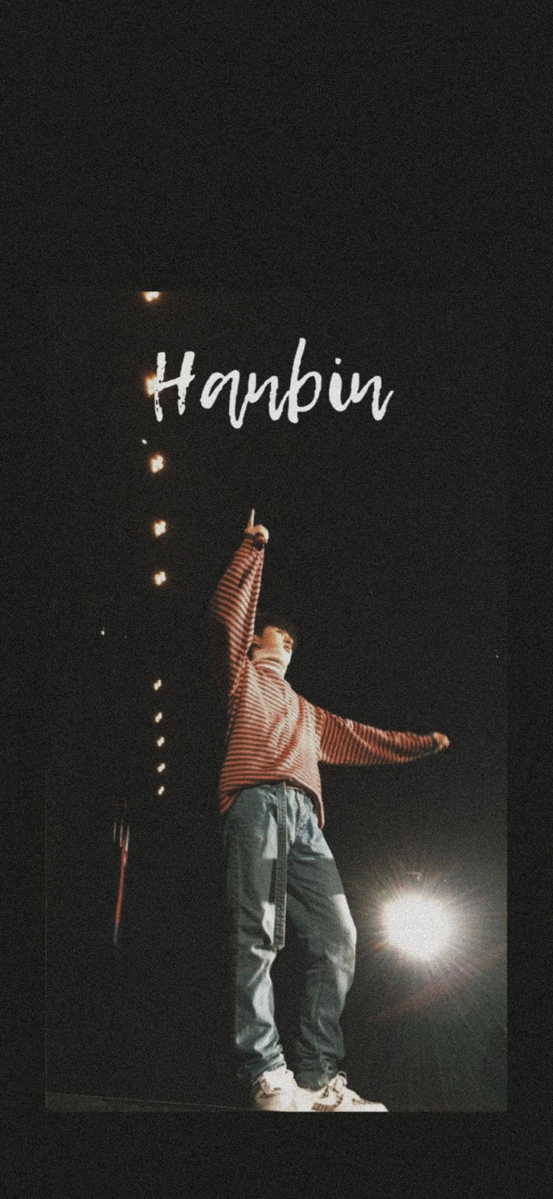 Kim Hanbin, striped shirt, dark stage, Full HD Phone Wallpaper