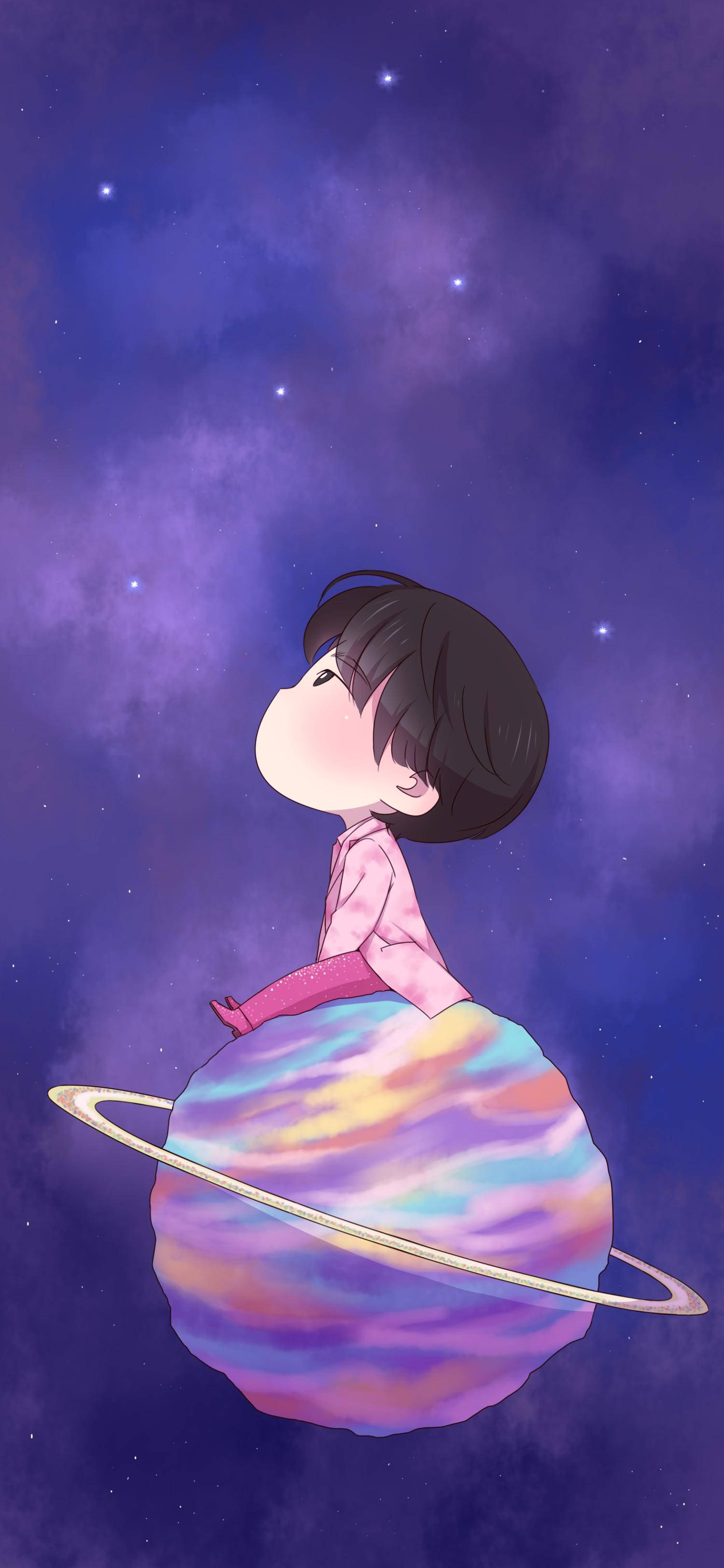 Kim Hanbin, chibi anime child, pink, 2K Phone Wallpaper