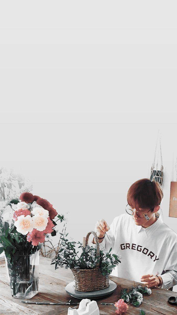 Kim Hanbin, glasses, flowers, SD Phone Wallpaper