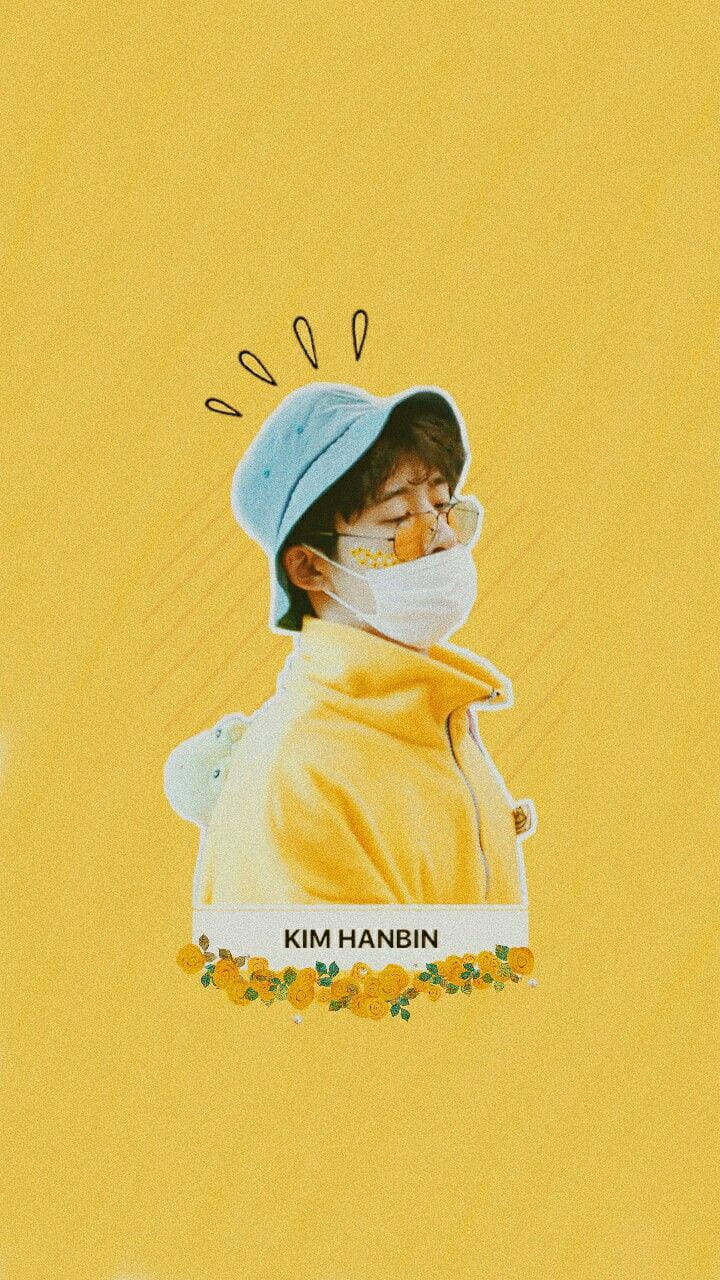 Kim Hanbin, yellow hoodie, blue bucket hat, HD Phone Wallpaper