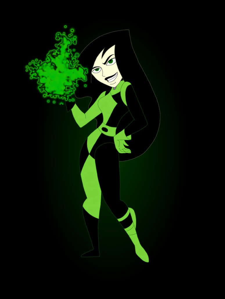 Kim Possible, iconic mission outfit, green glowing suit, SD Phone Wallpaper