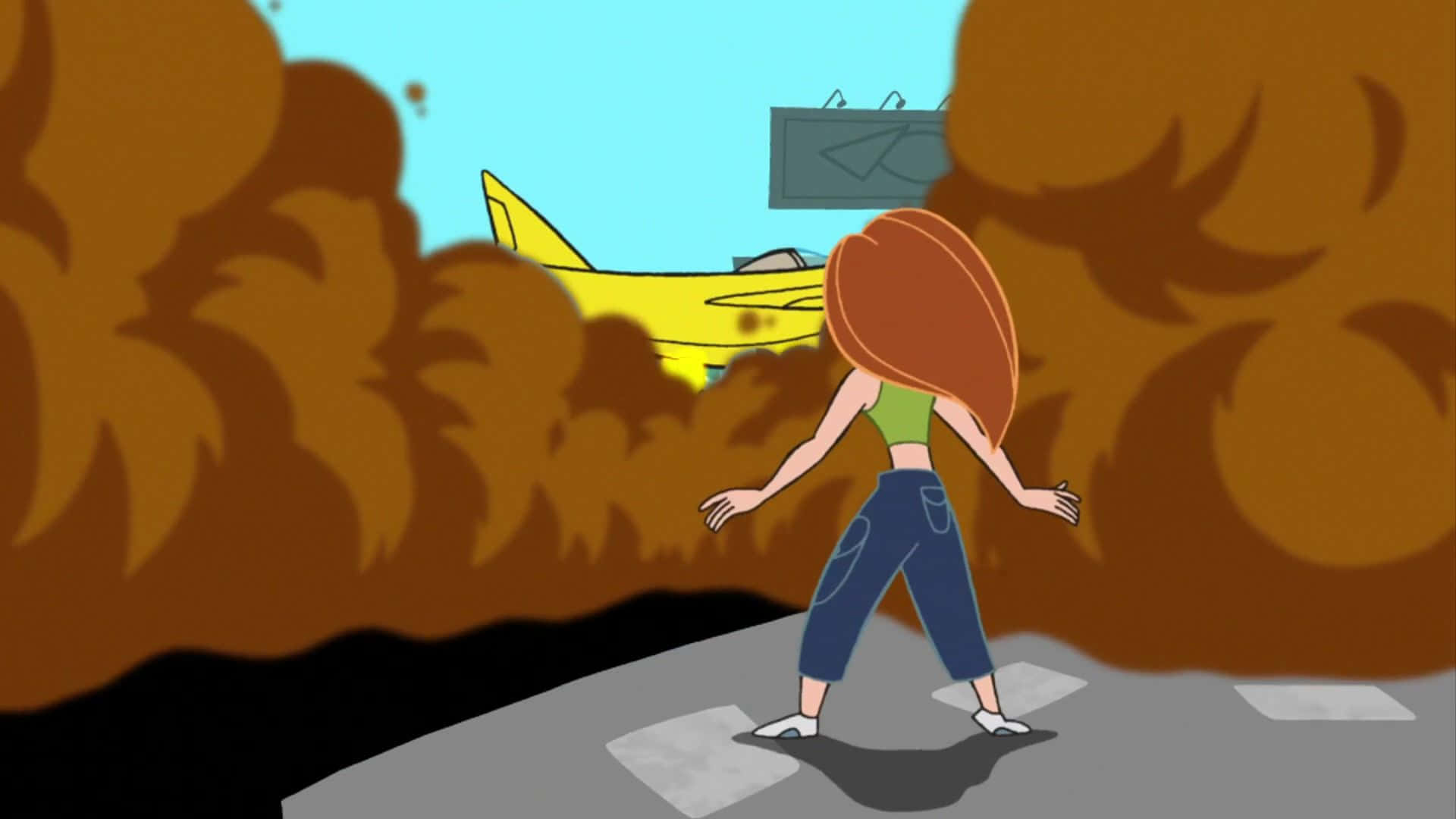 Kim Possible, red hair, yellow airplane, Full HD Desktop Wallpaper