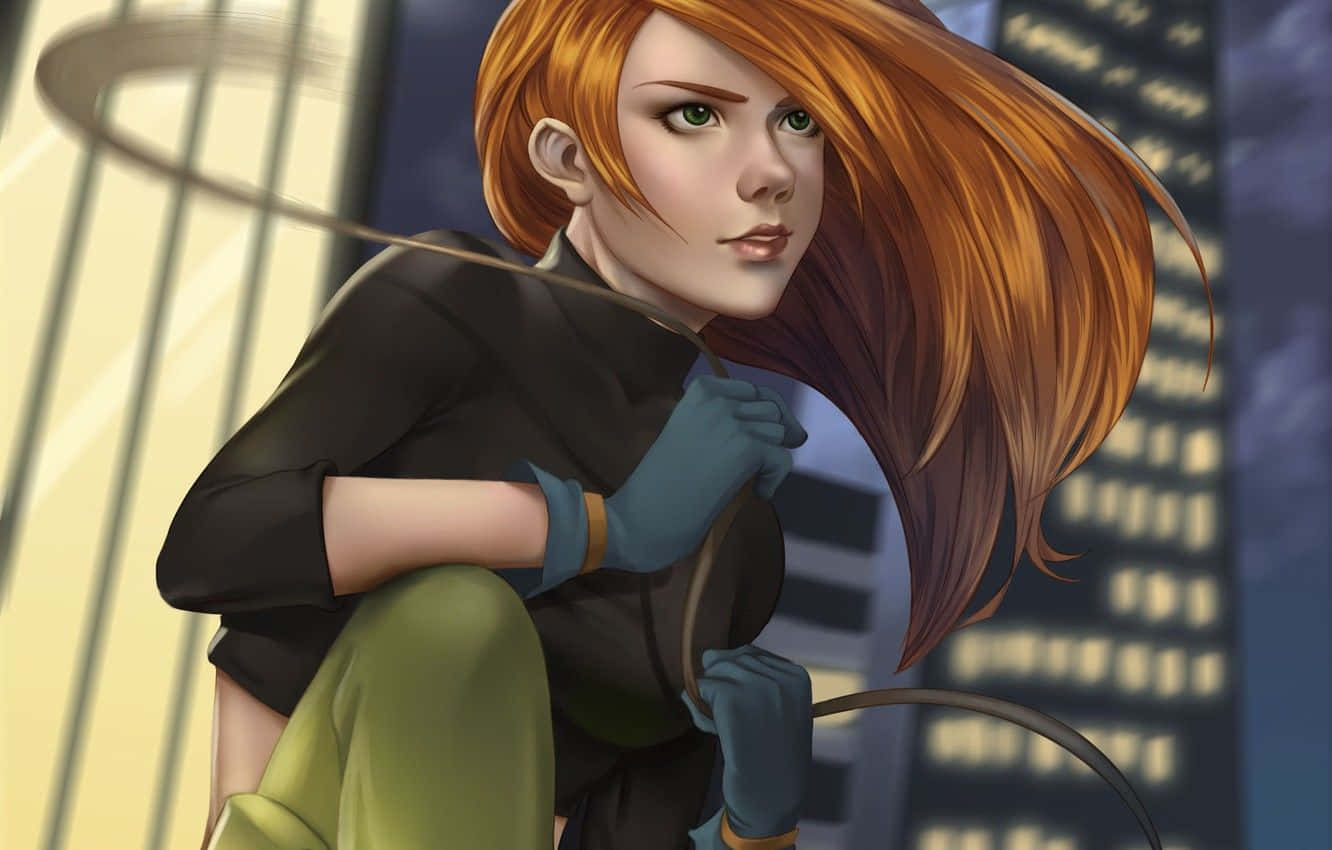 Kim Possible, red-haired anime woman, black outfit, HD Desktop Wallpaper