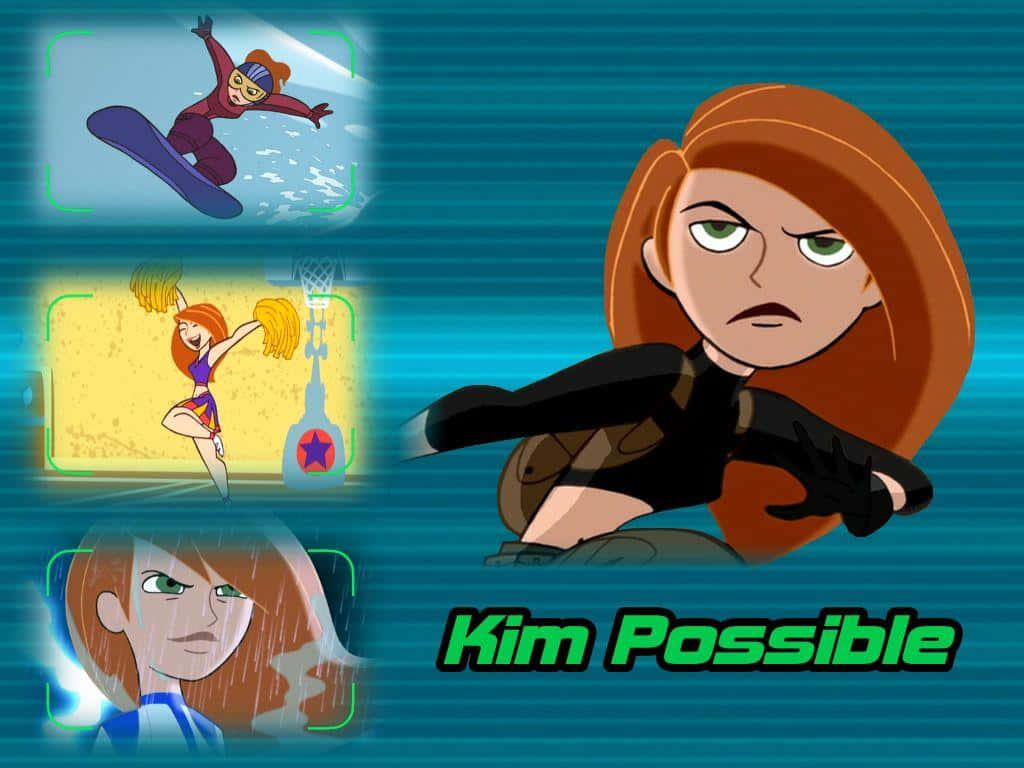 Kim Possible, action poses, snowboarding, SD Desktop Wallpaper