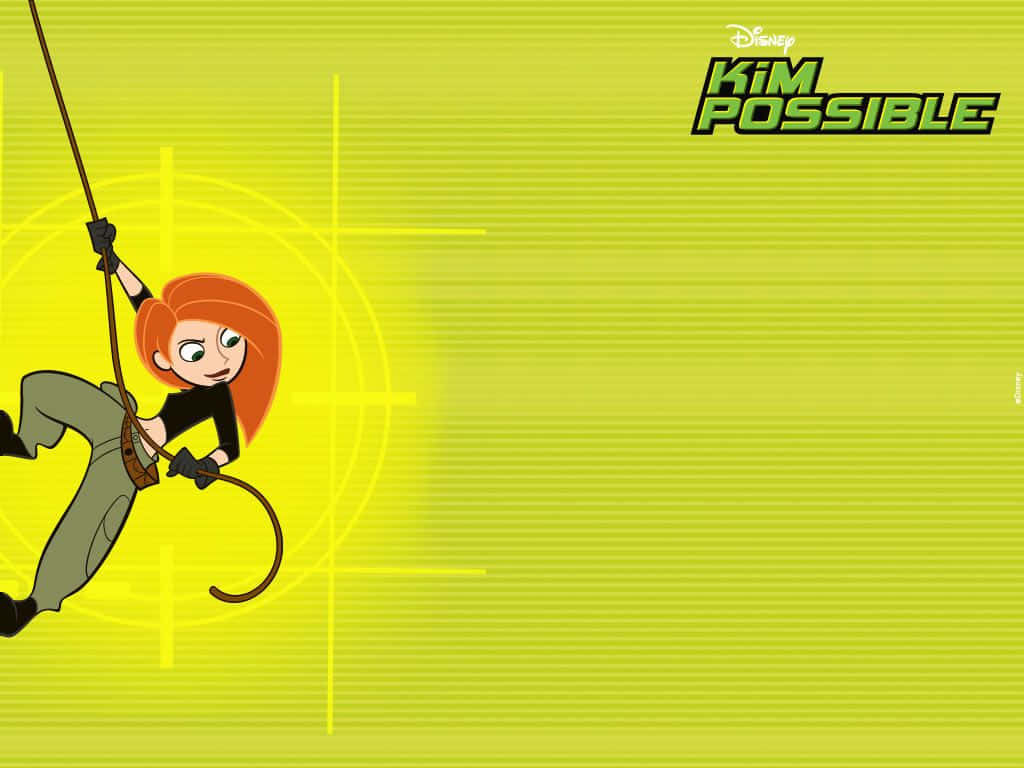 Kim Possible, rope, bright yellow background, SD Desktop Wallpaper