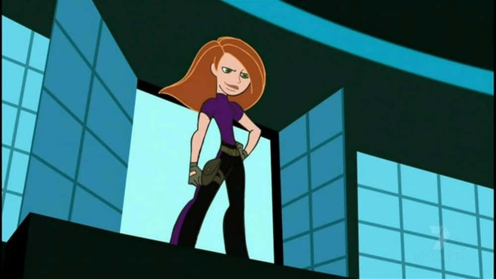 Kim Possible, red-haired anime girl, purple and black, SD Desktop Wallpaper