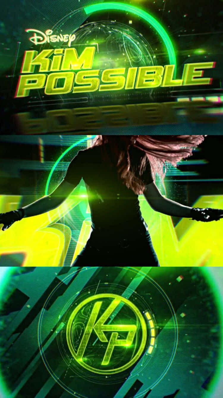 Kim Possible, glowing green neon tech elements, iconic logo, HD Phone Wallpaper