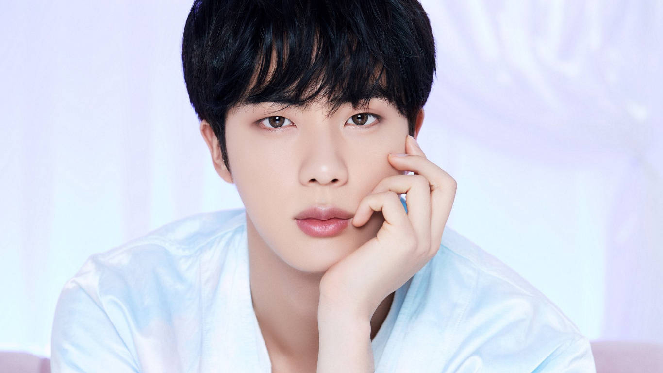 Kim Seok Jin, casual white, dark hair, HD Desktop Wallpaper