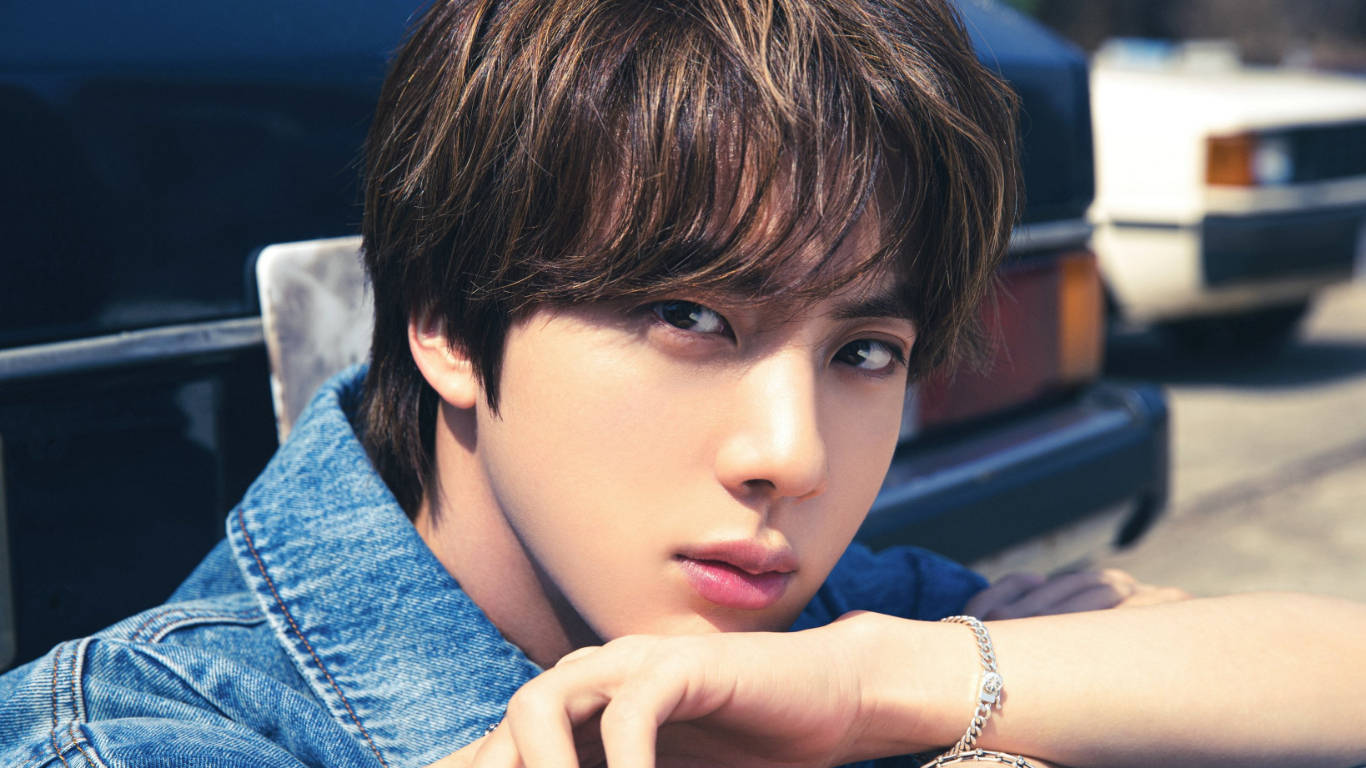 Kim Seok Jin, denim shirt, vintage car, HD Desktop Wallpaper