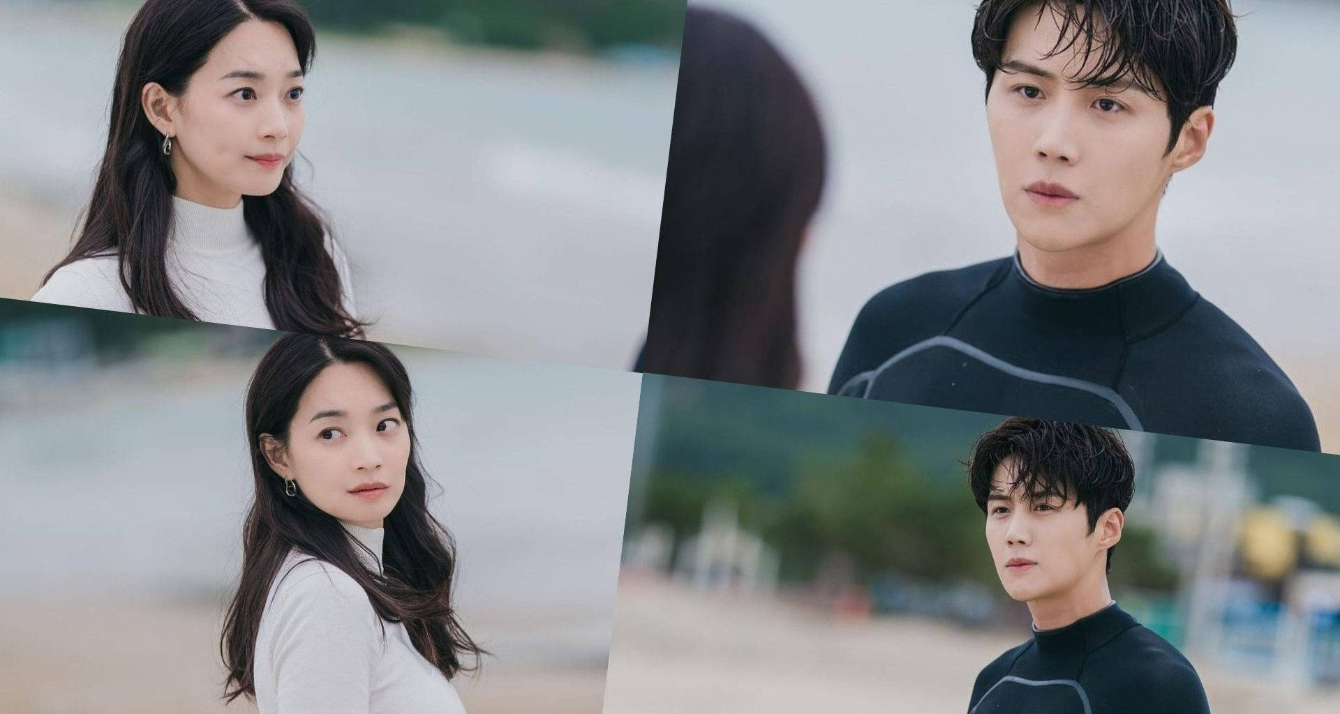 Kim Seon Ho, wetsuits, beach, Full HD Desktop Wallpaper