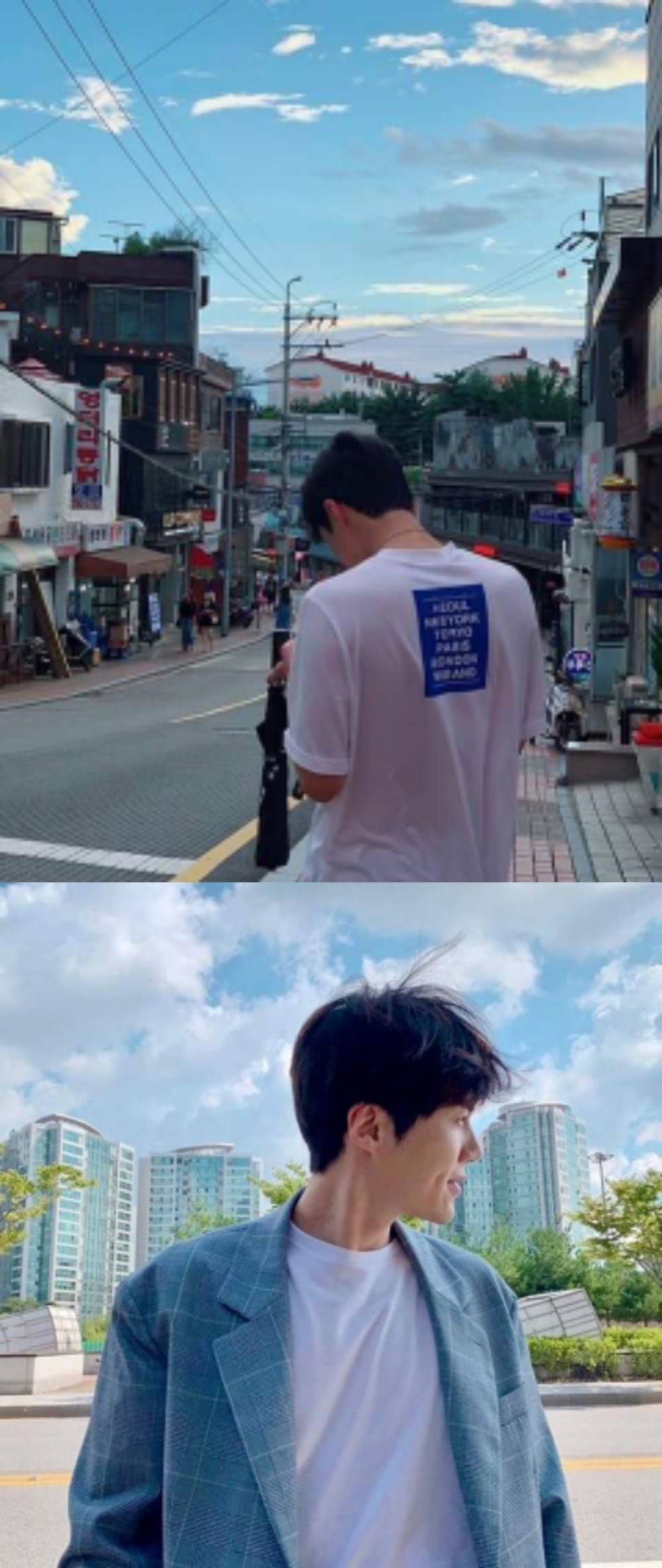 Kim Seon Ho, bustling city street, modern high-rises, Full HD Phone Wallpaper