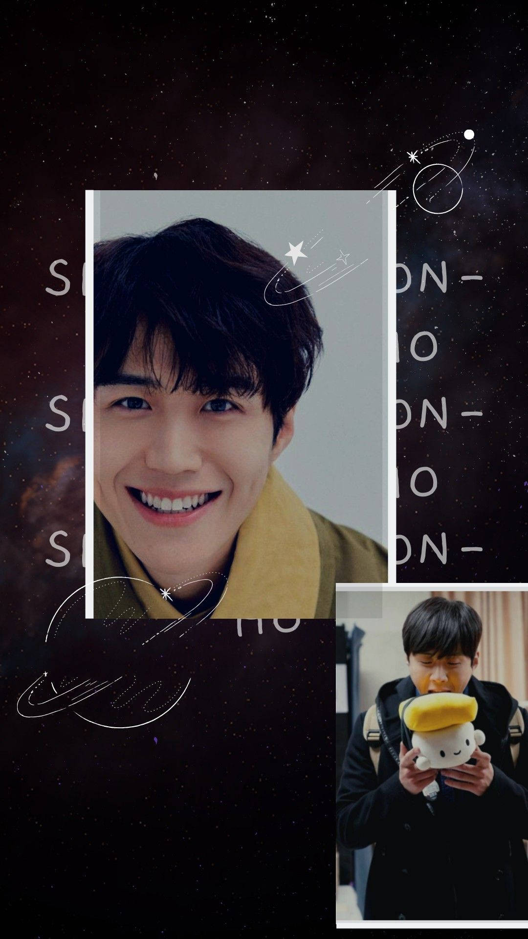 Kim Seon Ho, yellow scarf, starry cosmic background, Full HD Phone Wallpaper