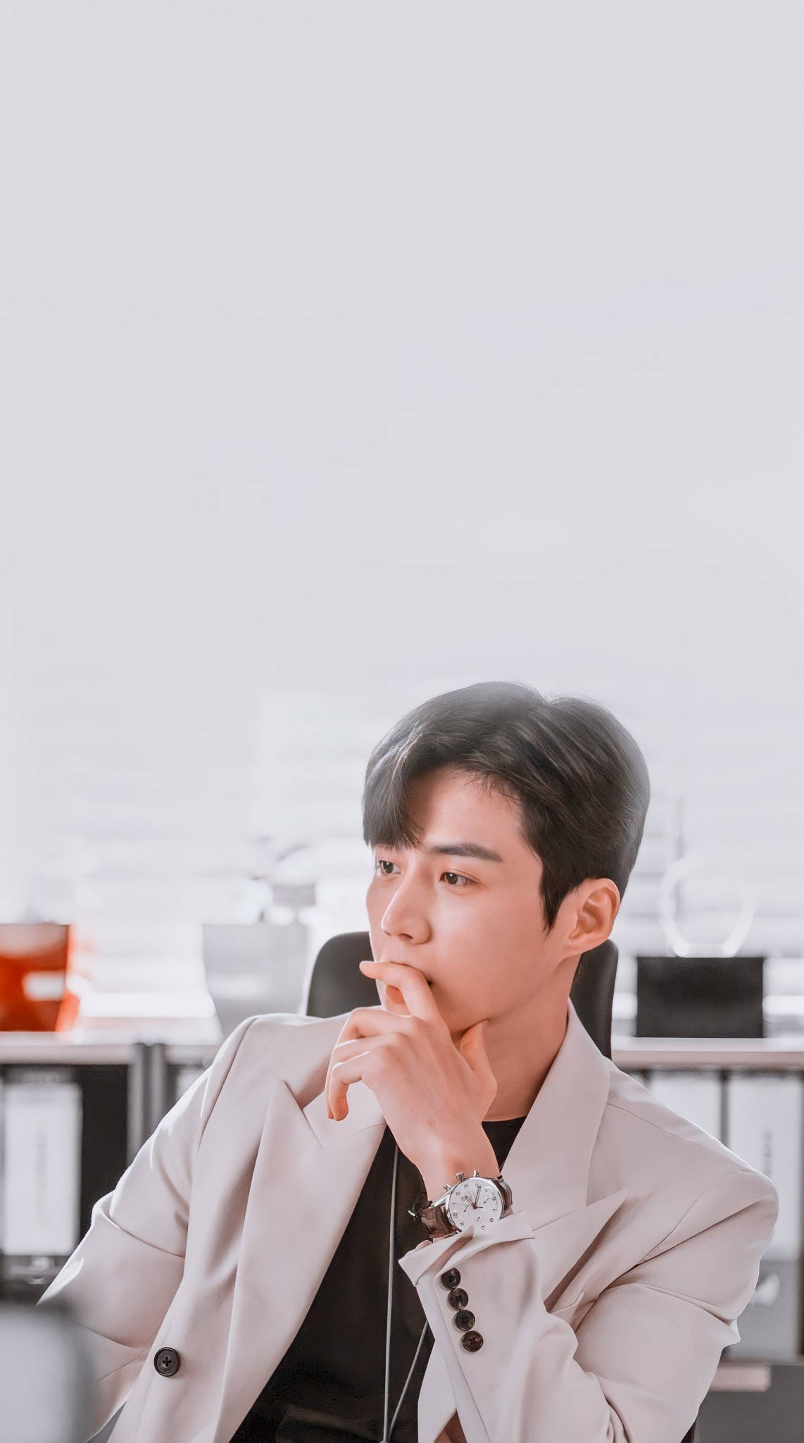 Kim Seon Ho, beige blazer, minimalist office, Full HD Phone Wallpaper