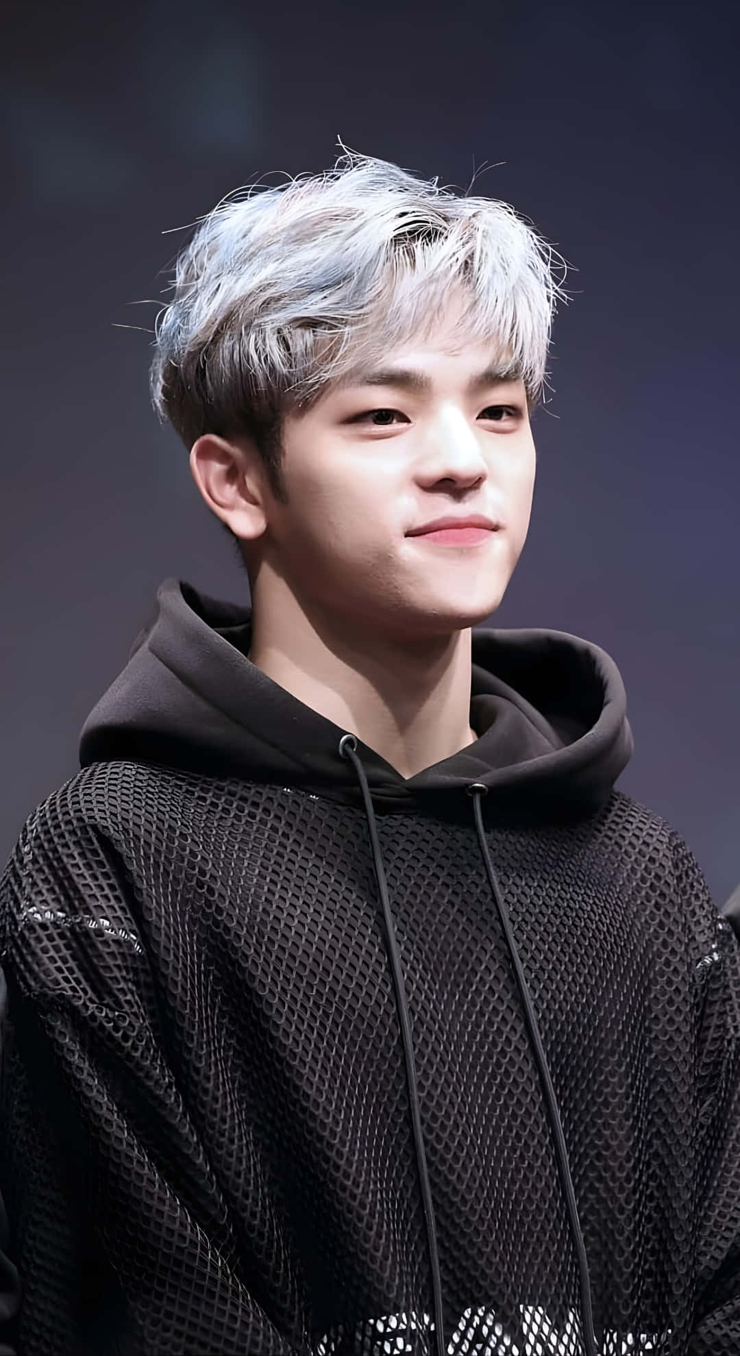 Kim Woojin, silver hair, black mesh hoodie, Full HD Phone Wallpaper