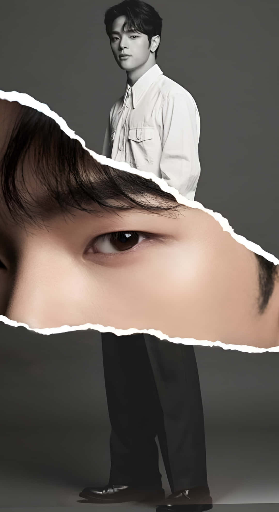 Kim Woojin, Stray Kids, black and white portrait, Full HD Phone Wallpaper