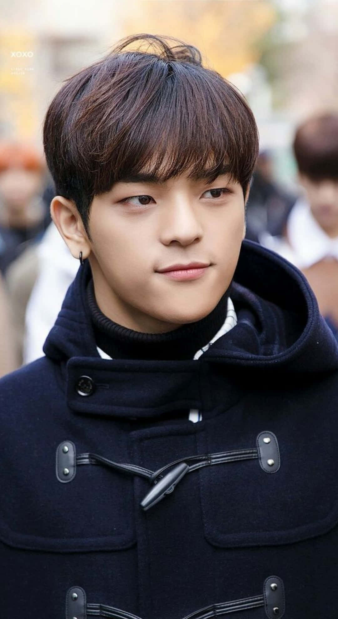 Kim Woojin, Stray Kids, navy duffle coat, Full HD Phone Wallpaper