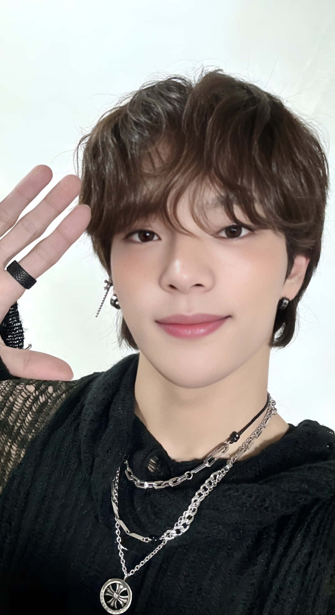 Kim Woojin, brown hair, silver jewelry, Full HD Phone Wallpaper