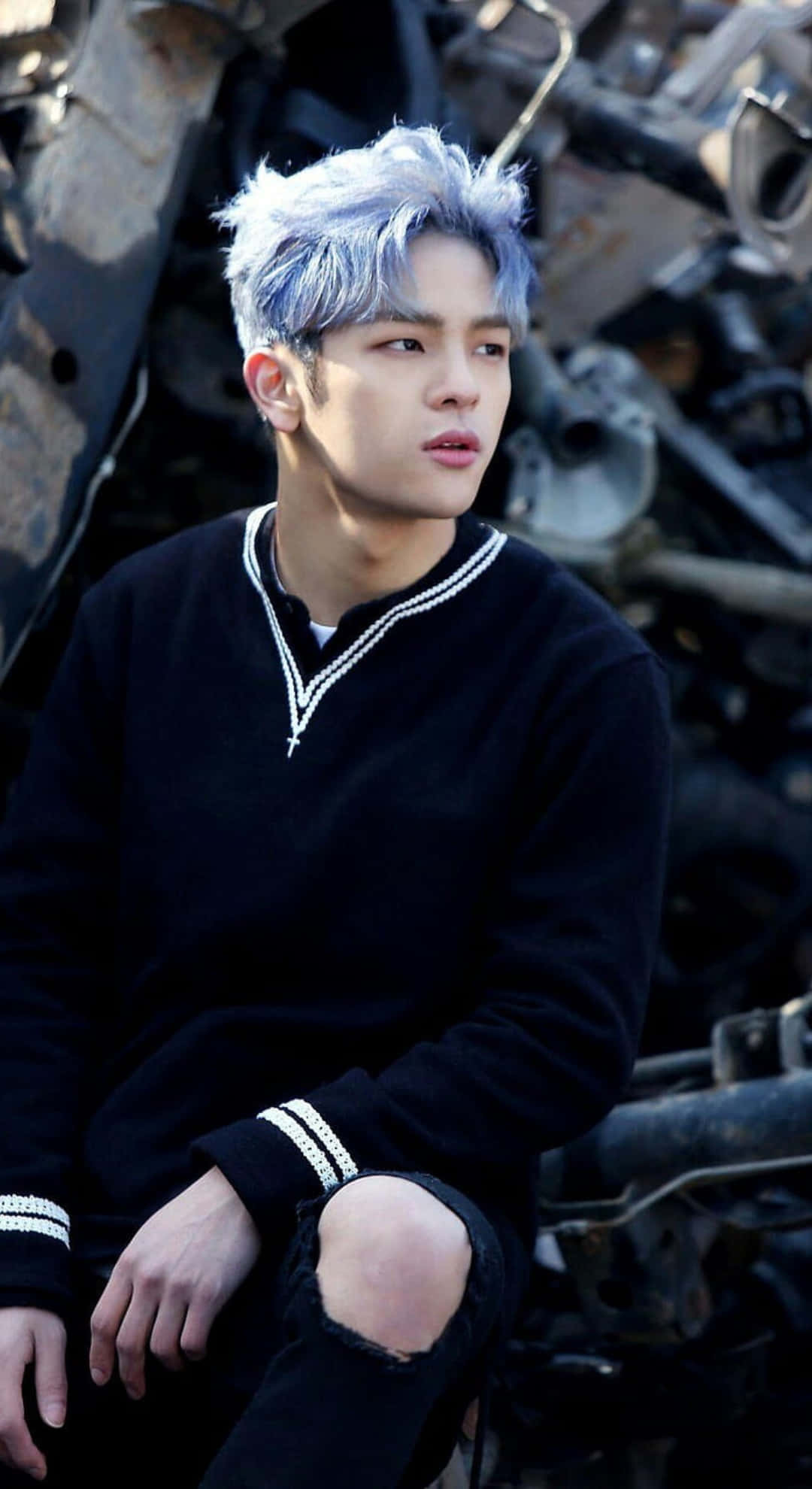 Kim Woojin, silver-blue hair, scrap metal, Full HD Phone Wallpaper