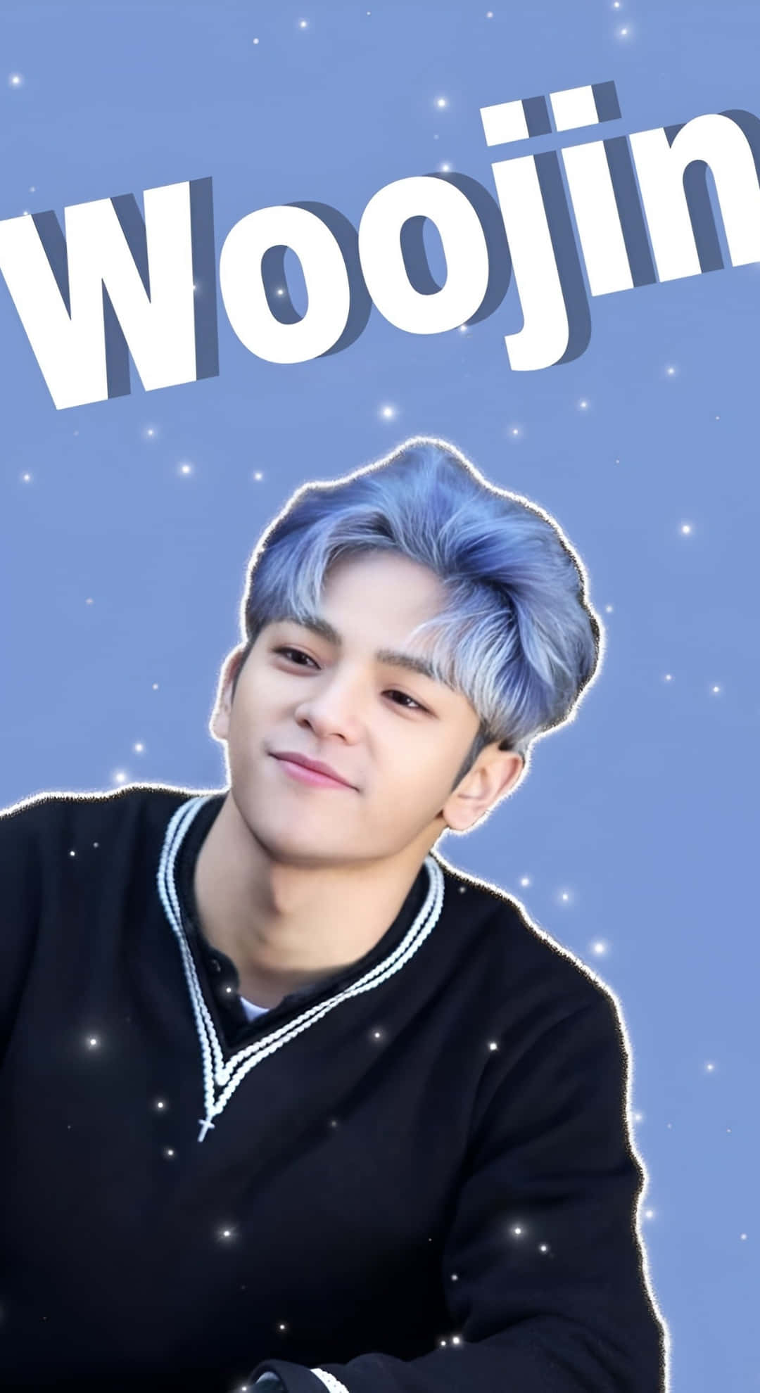 Kim Woojin, blue hair, starry blue background, Full HD Phone Wallpaper