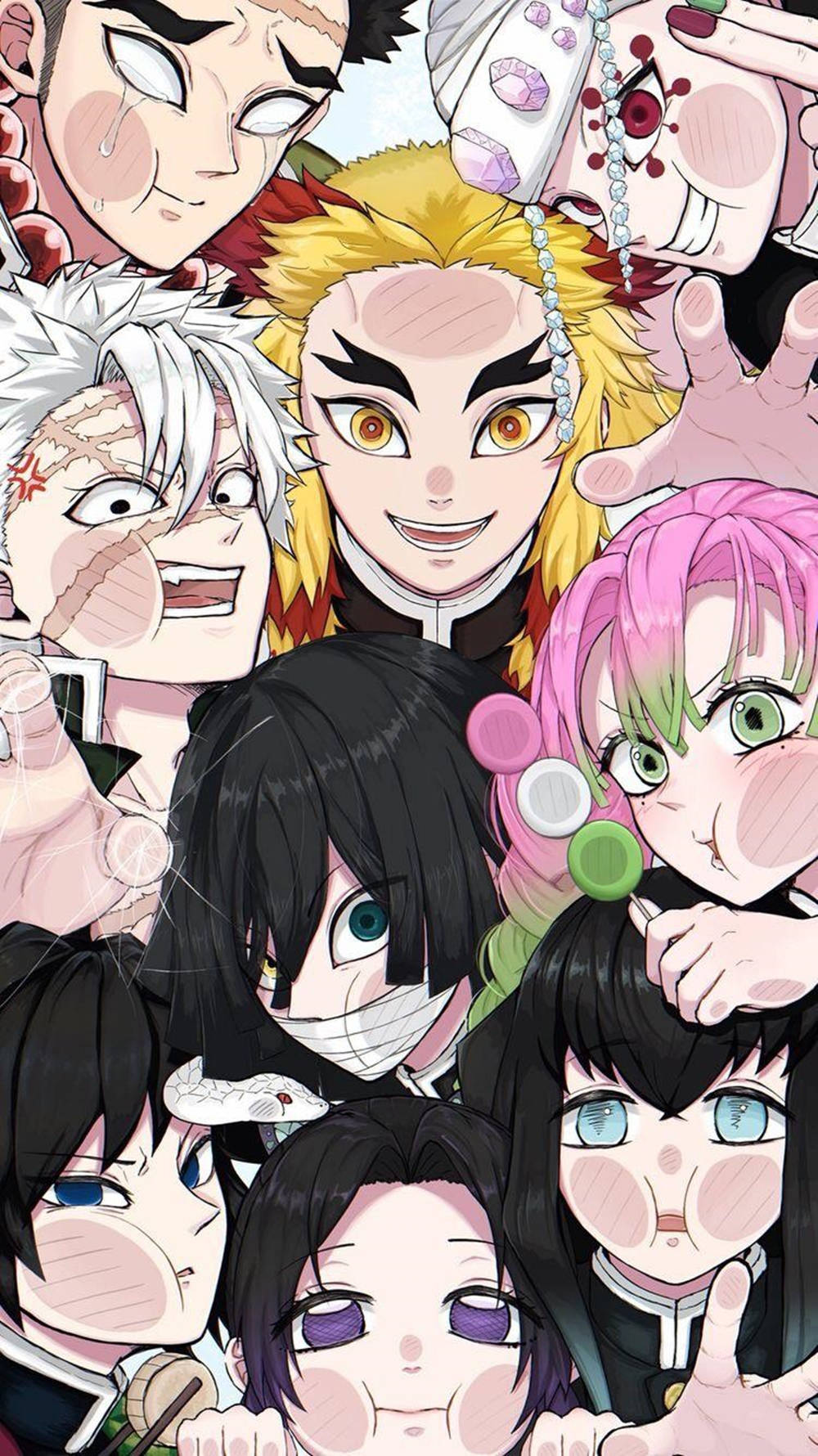 Kimetsu No Yaiba Hashira, anime collage, diverse characters, HD Phone Wallpaper