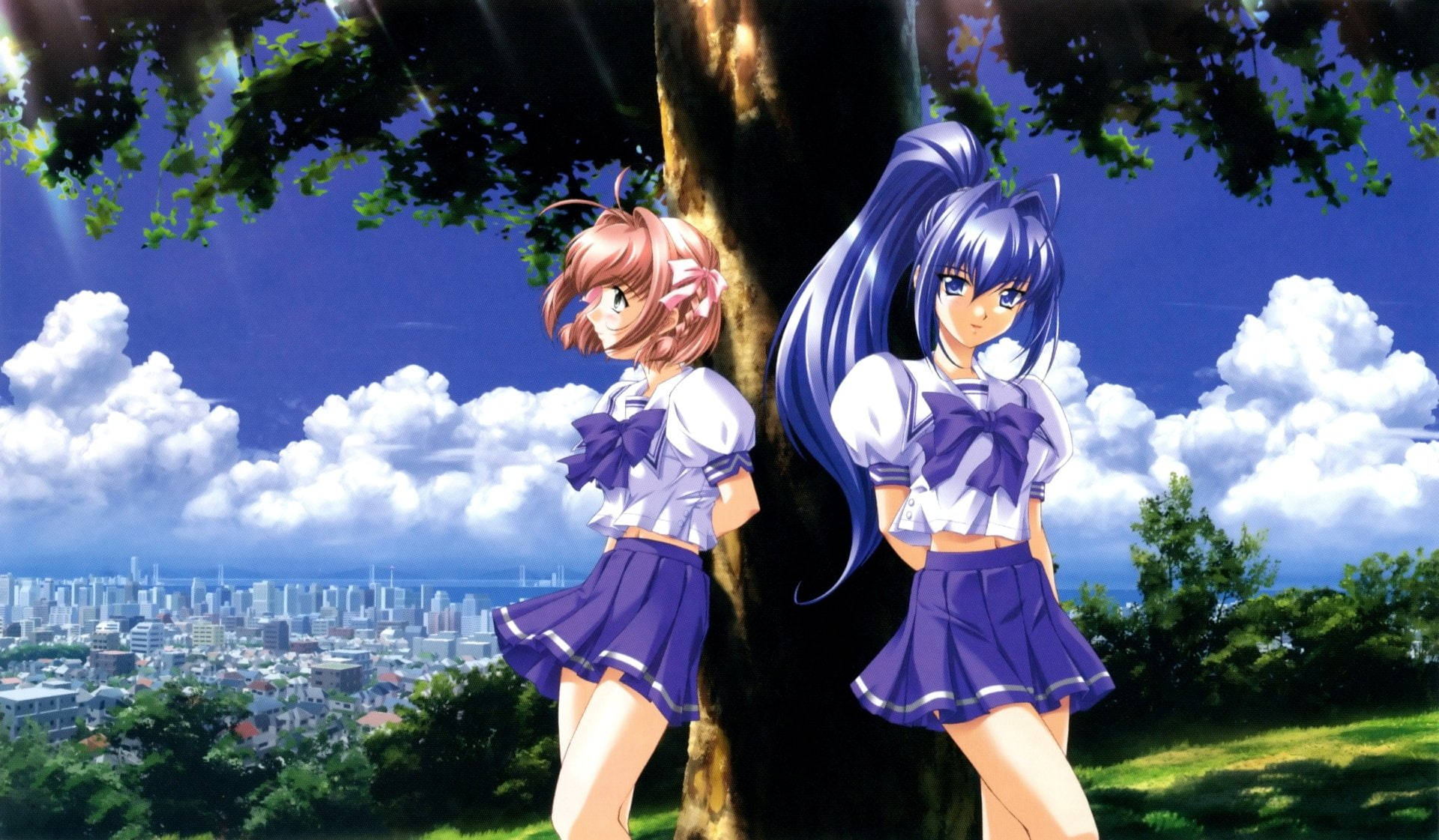 Kimi ga nozomu eien, huge tree, purple school uniforms, Full HD Desktop Wallpaper