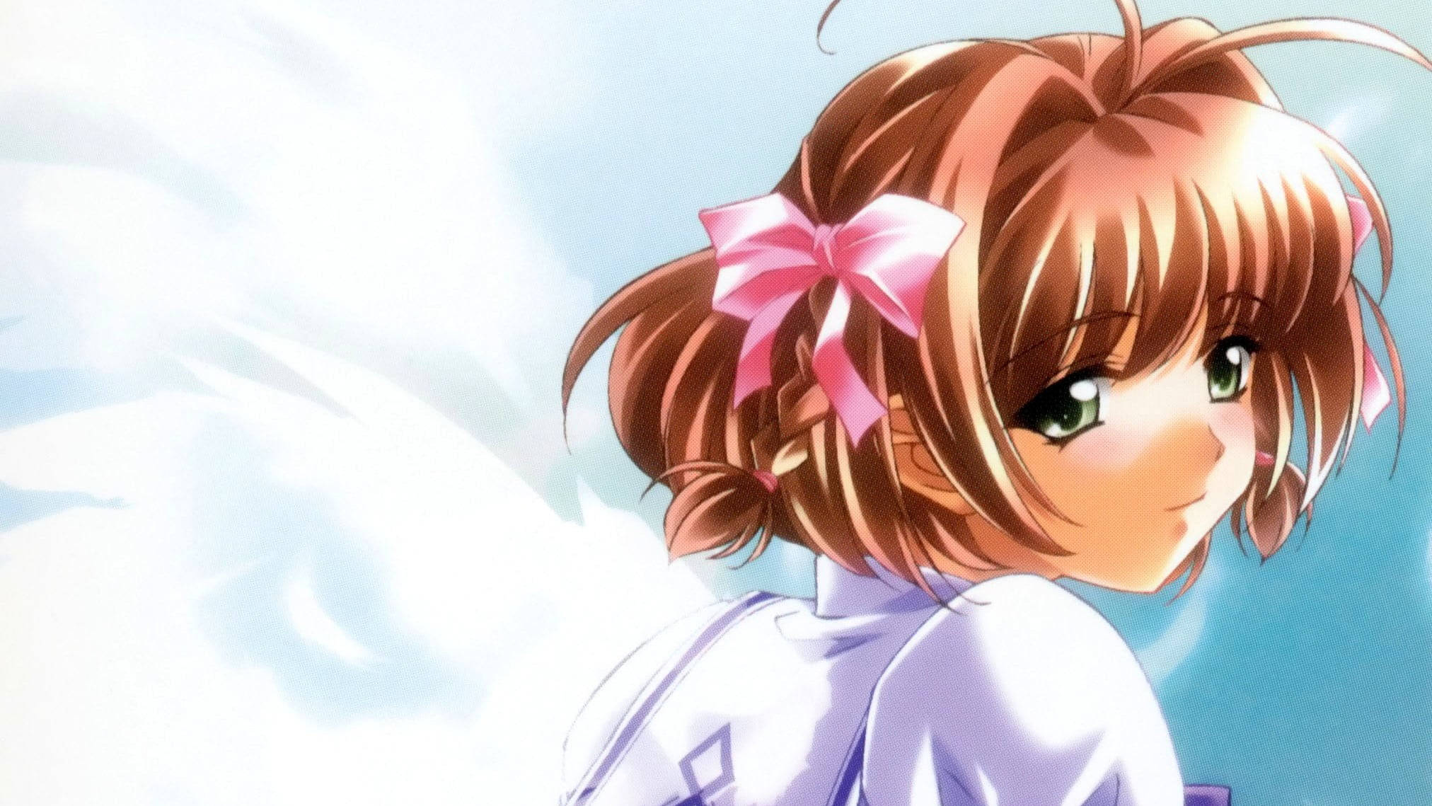 Kimi ga nozomu eien, pink bow, bright blue sky, Full HD Desktop Wallpaper