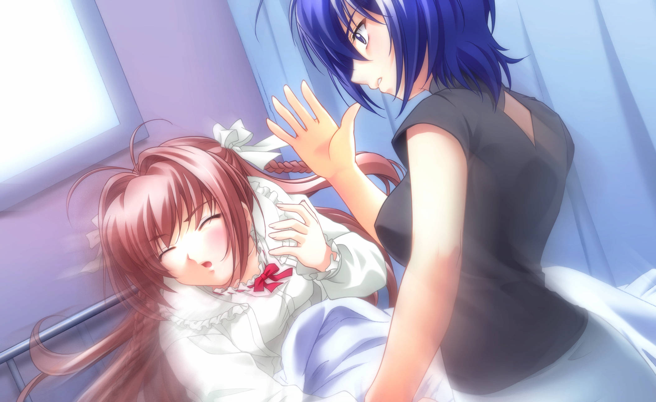 Kimi ga nozomu eien, blue-haired anime girl, pink-haired girl, Full HD Desktop Wallpaper