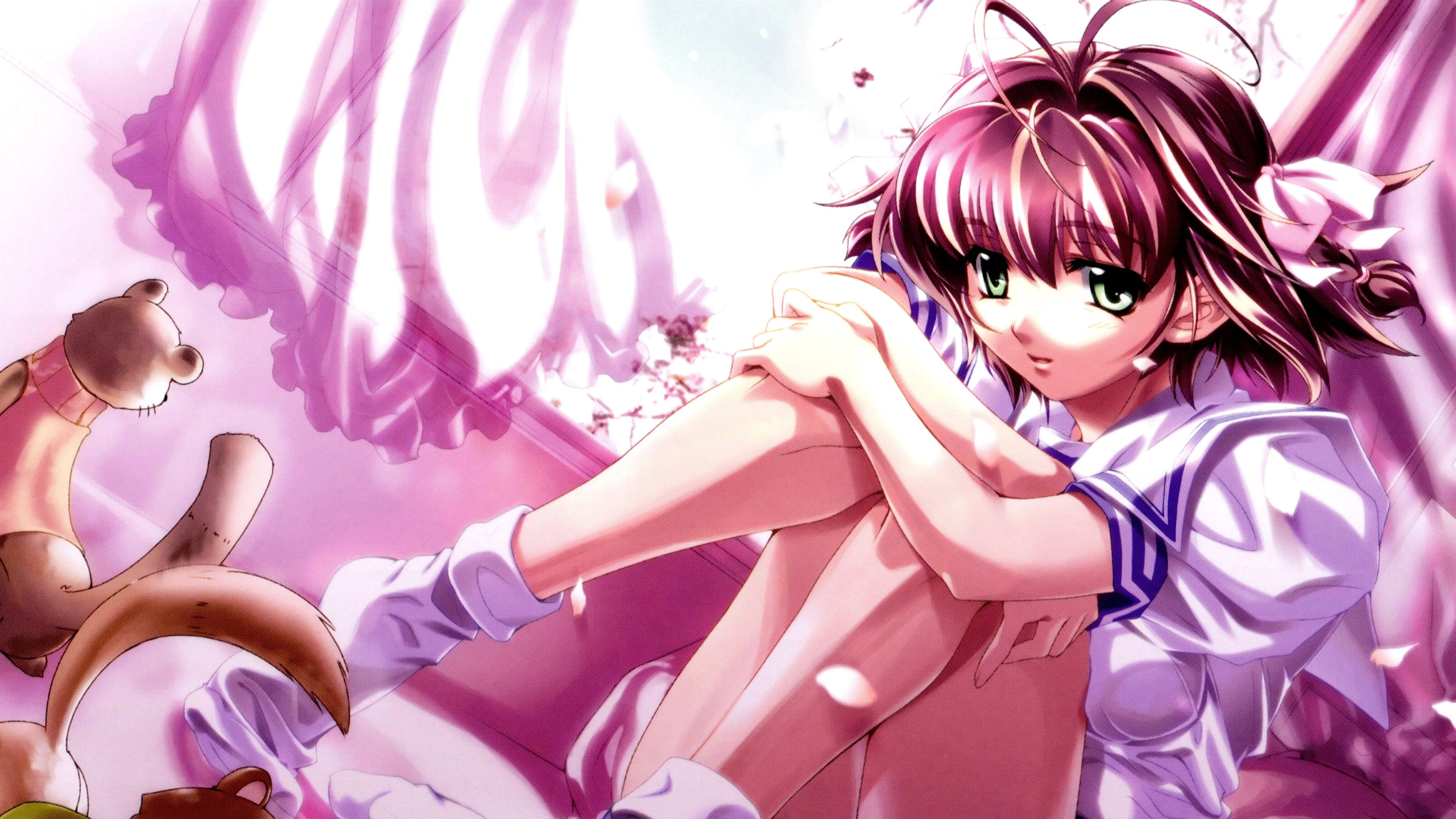 Kimi ga nozomu eien, pink-haired anime girl, school uniform, 4K Desktop Wallpaper