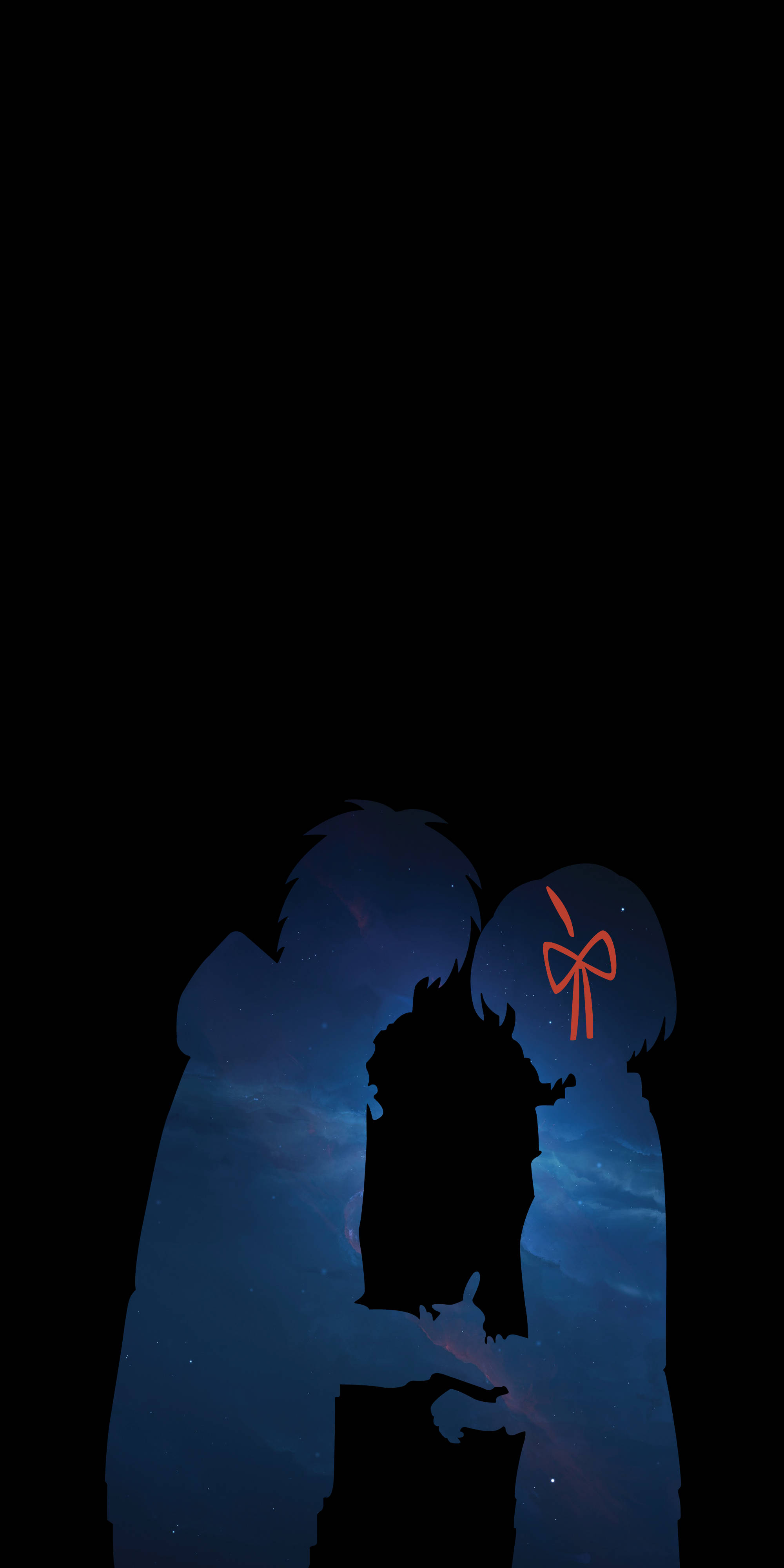 Kimi No Na Wa Phone, lovers silhouette, starry night sky, 4K Phone Wallpaper