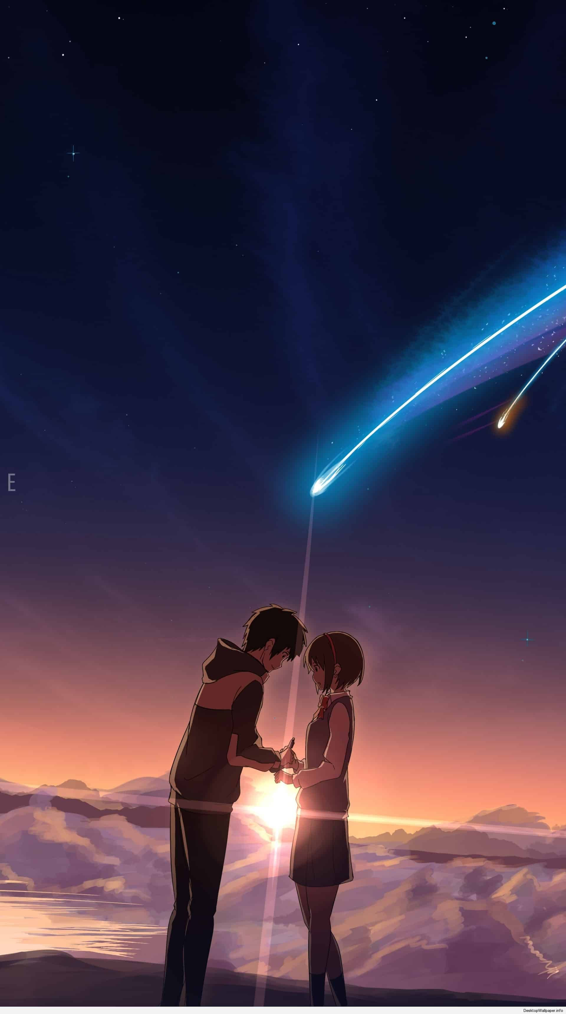 Kimi No Na Wa Phone, anime characters, starry twilight sky, 2K Phone Wallpaper