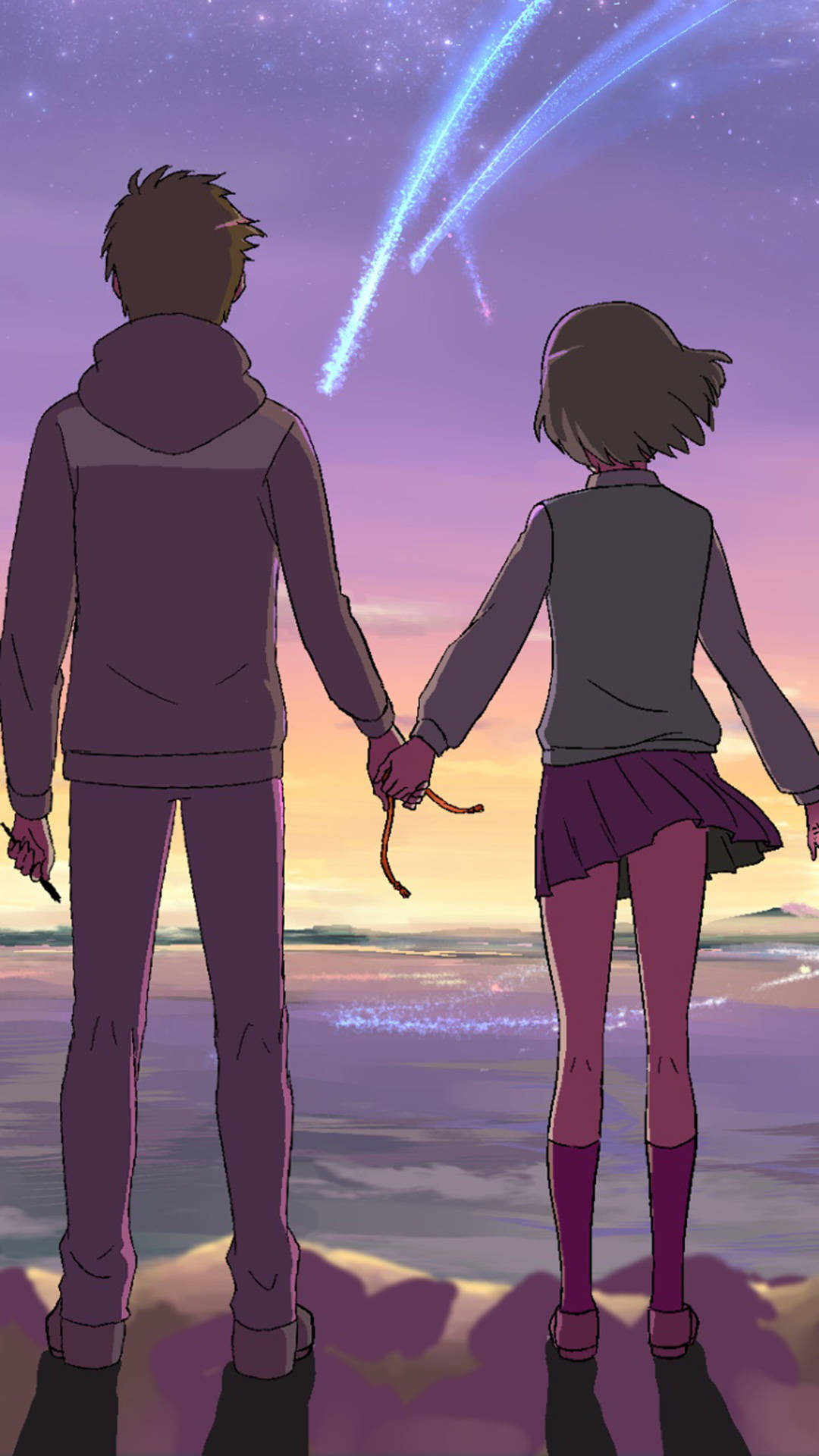 Kimi No Na Wa Phone, anime teens, beach, Full HD Phone Wallpaper