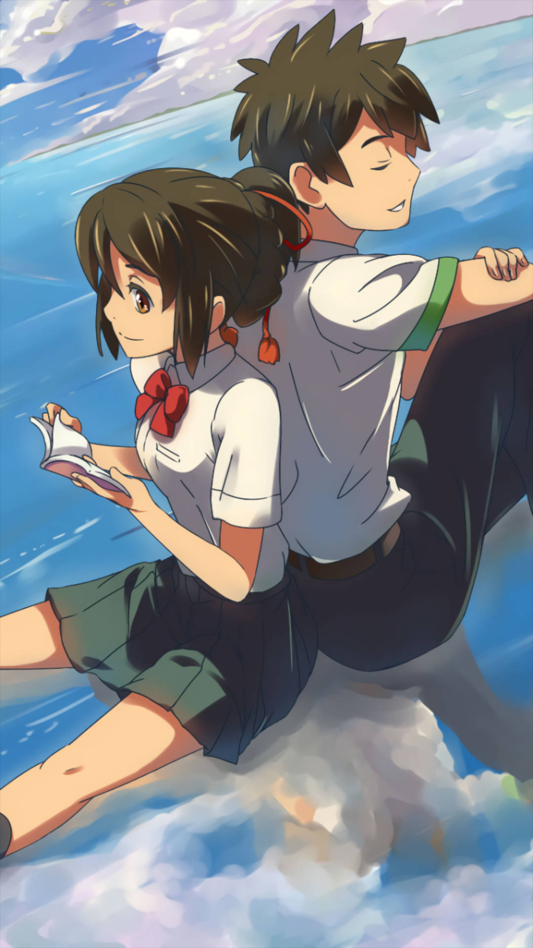 Kimi No Na Wa Phone, anime students, school uniforms, Full HD Phone Wallpaper