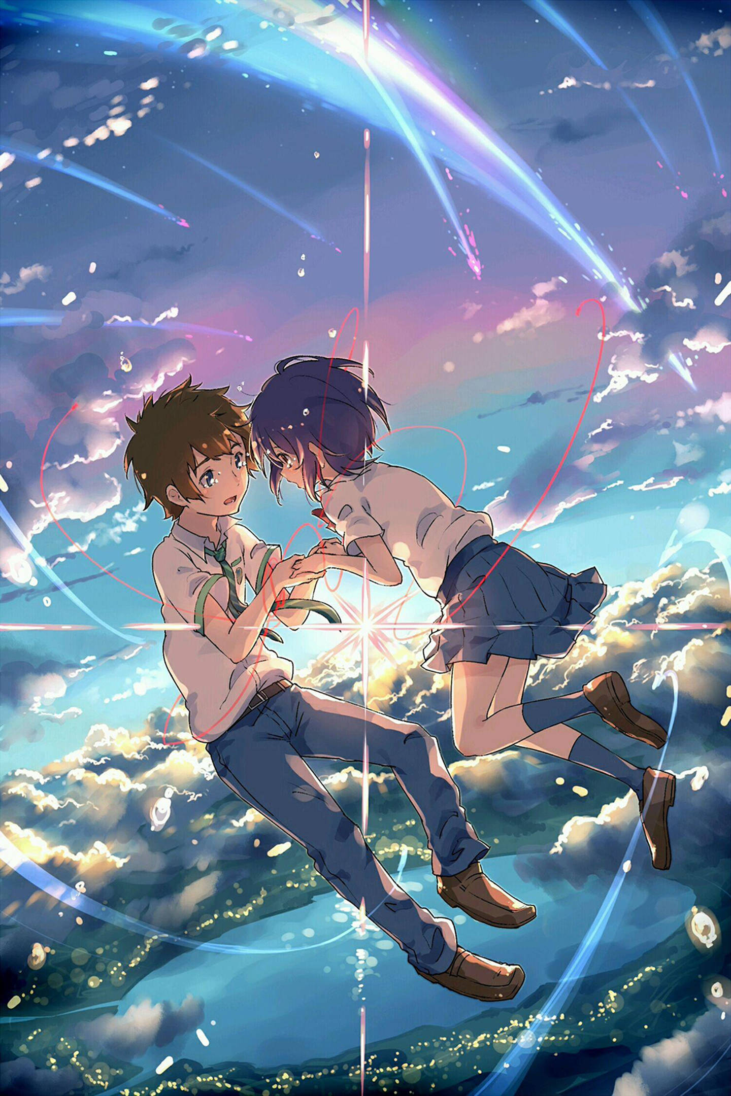 Kimi No Na Wa Phone, anime teens, vibrant sky, Full HD Phone Wallpaper