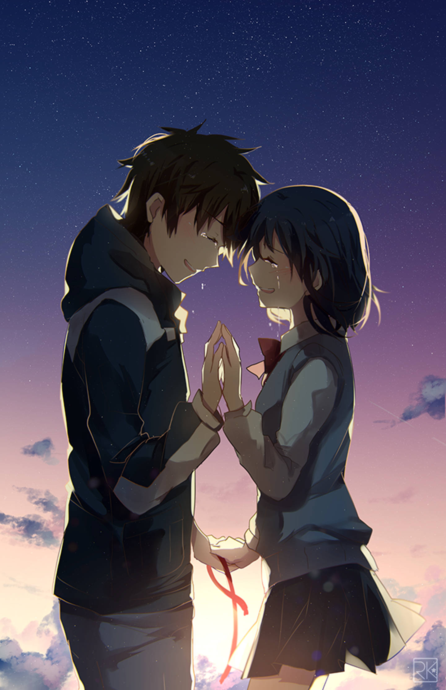 Kimi No Na Wa Phone, anime teens, starry twilight sky, Full HD Phone Wallpaper