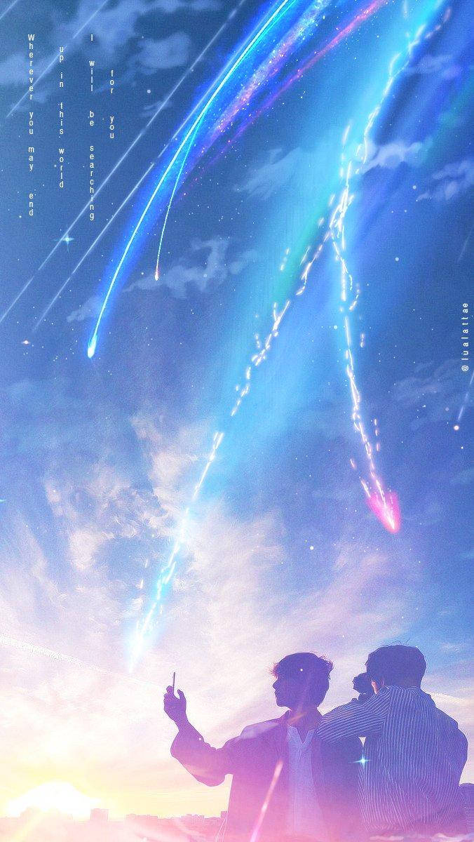 Kimi No Na Wa Phone, twilight sky, cosmic streaks, SD Phone Wallpaper