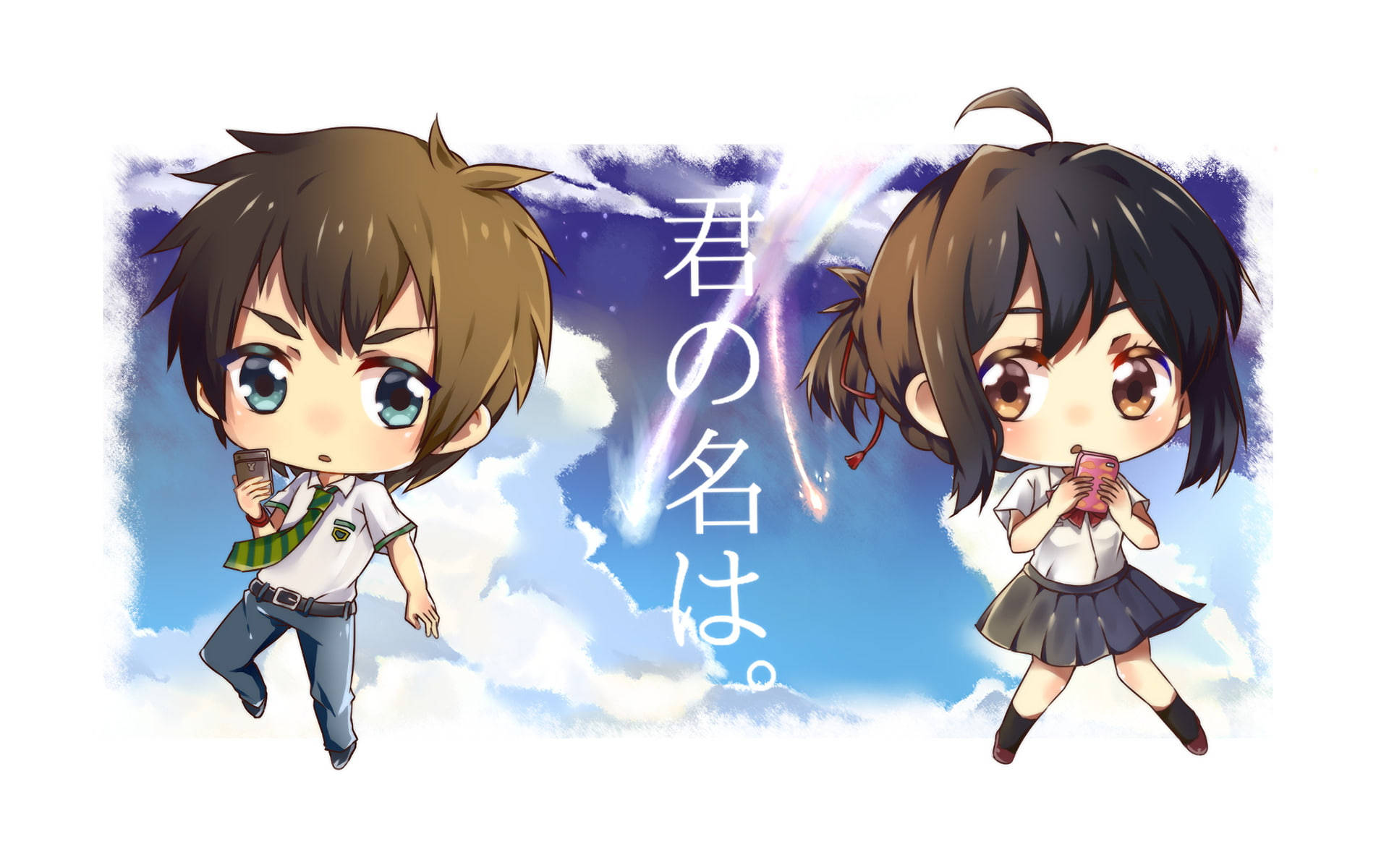 chibi anime, Kimi No Na Wa, school uniforms, Full HD Desktop Wallpaper